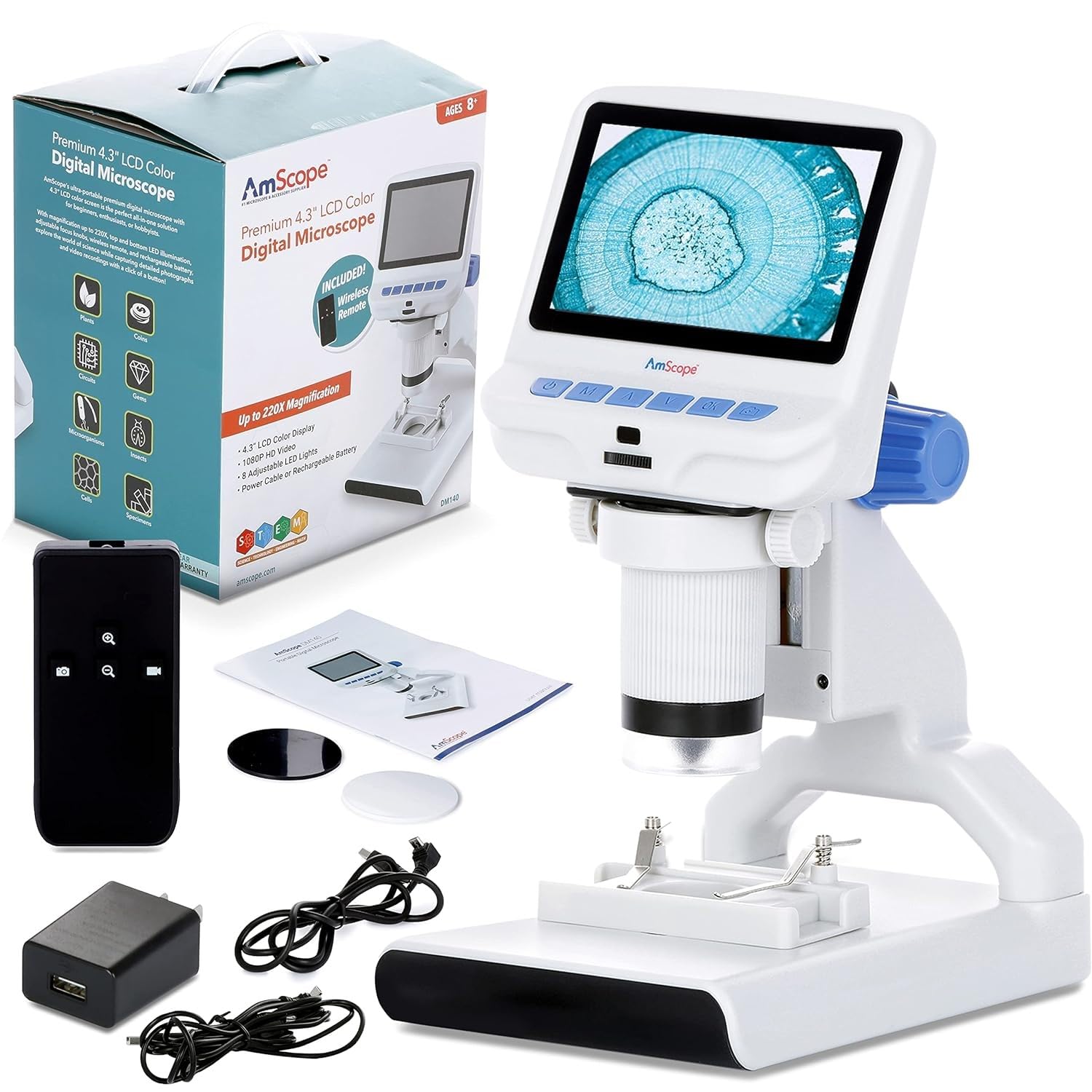 Foto 1 | Microscopio Amscope Dm140 1080p Hd Lcd De 4,3 Pulgadas Con Led - Venta Internacional.
