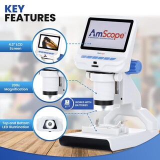 Foto 3 | Microscopio Amscope Dm140 1080p Hd Lcd De 4,3 Pulgadas Con Led - Venta Internacional.