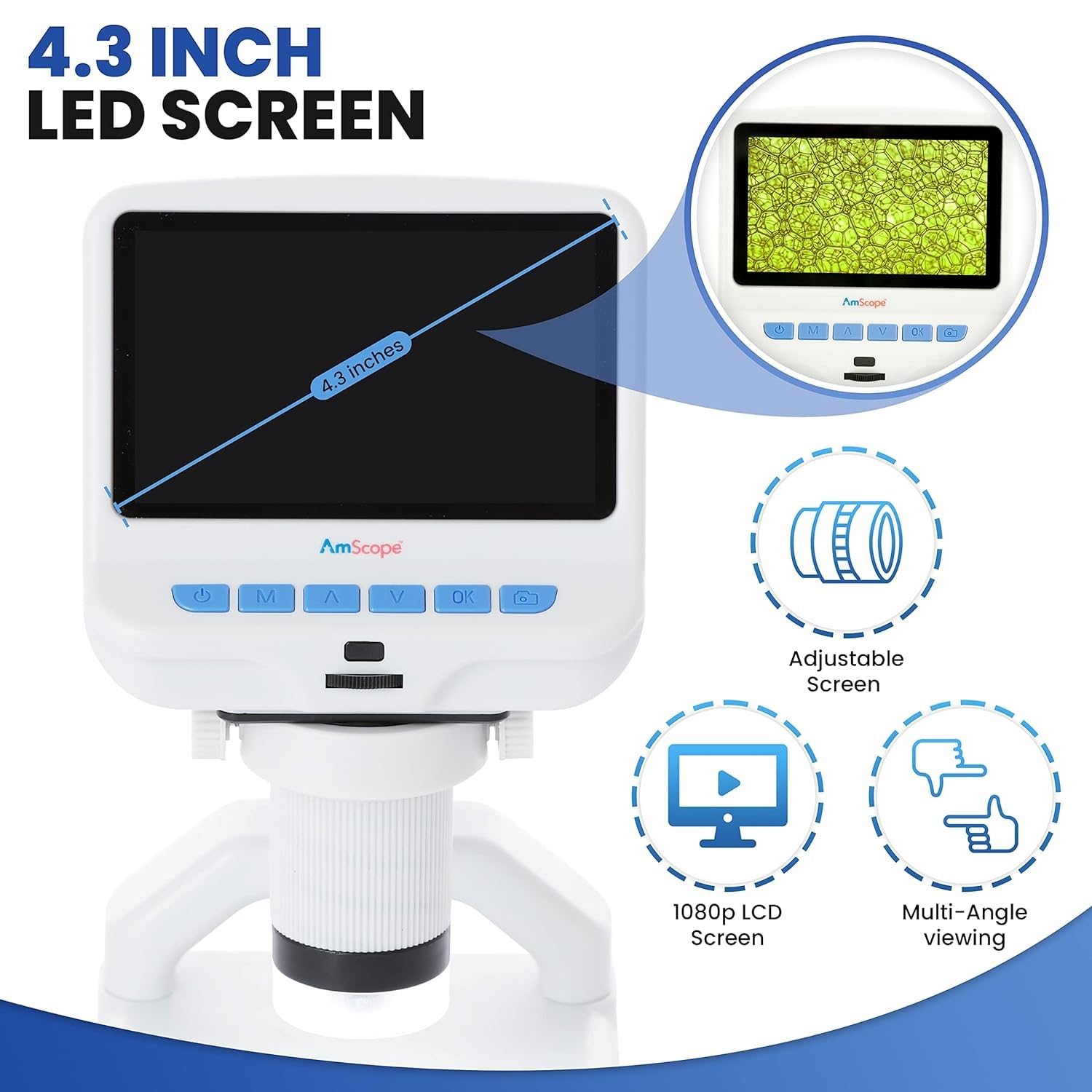Foto 6 pulgar | Microscopio Amscope Dm140 1080p Hd Lcd De 4,3 Pulgadas Con Led - Venta Internacional.