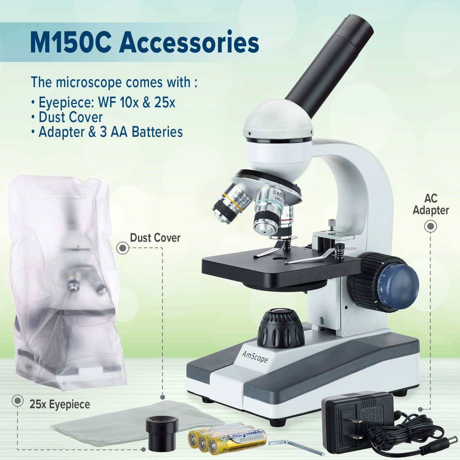 Foto 3 pulgar | Microscopio Amscope Serie M150 Monocular Led Portátil 40x-1000x - Venta Internacional.