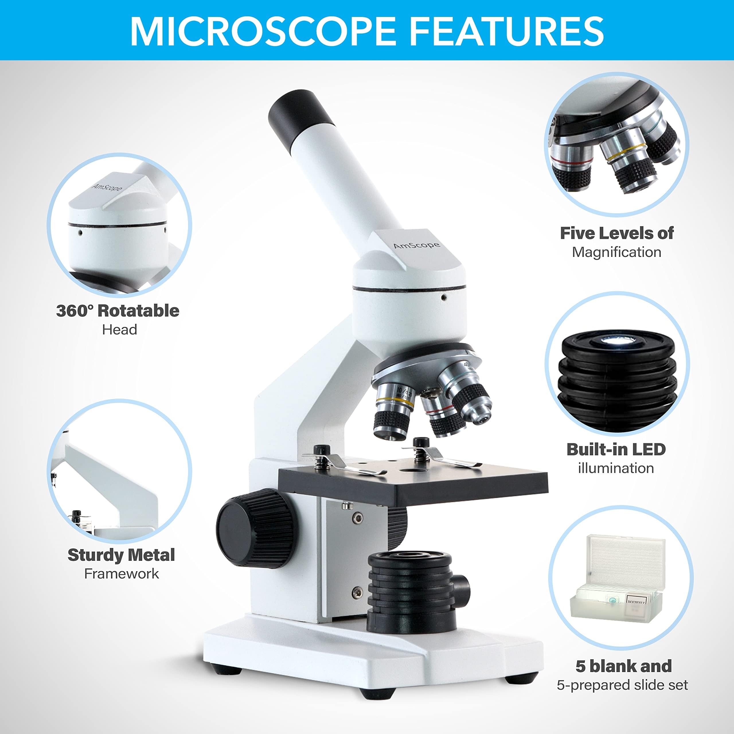 Foto 2 | Microscopio Biológico Compuesto Amscope M102c-pb10 40x-1000x - Venta Internacional.