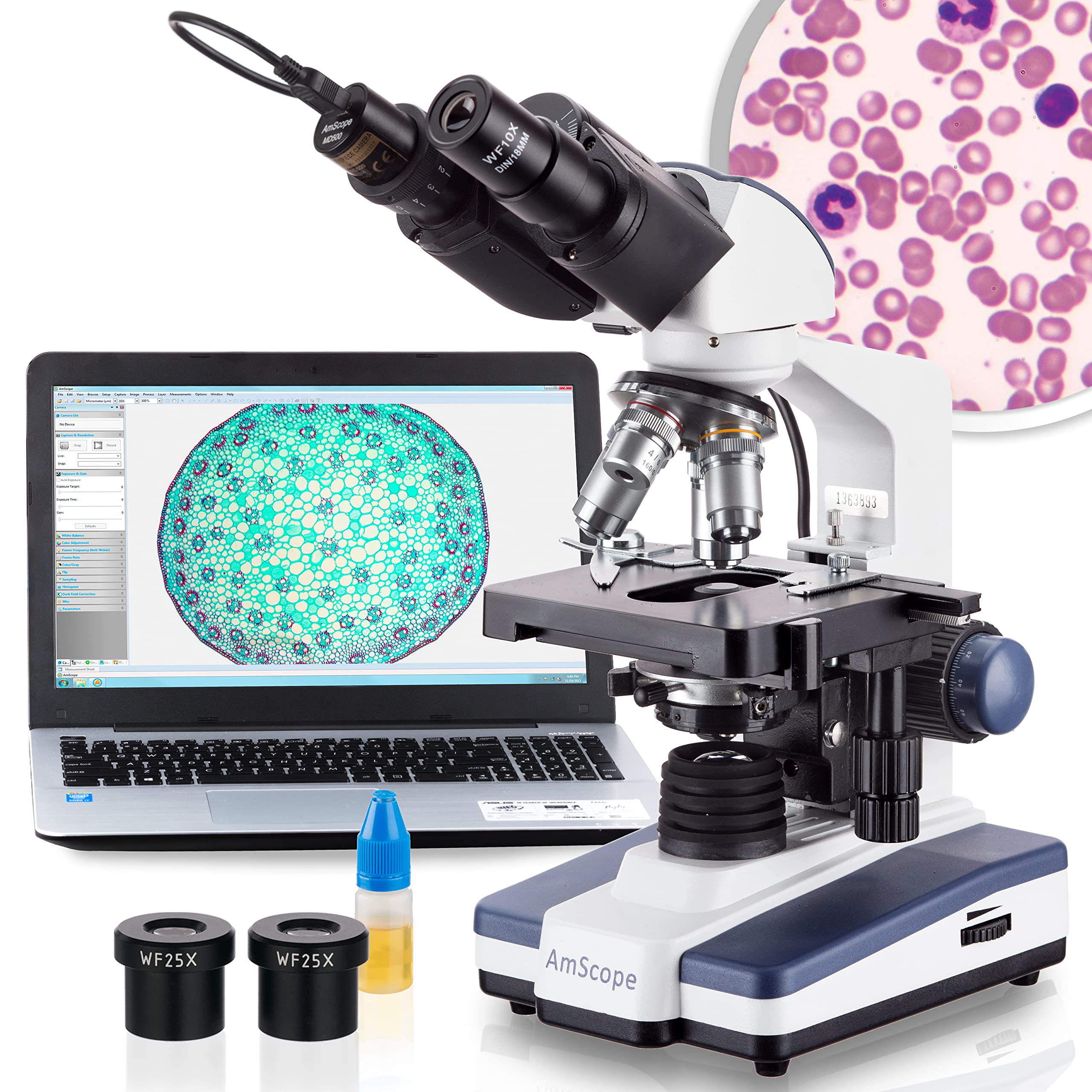 Microscopio Binocular Led Serie B120 De Amscope 40x-2500x +5 Mp - Venta Internacional. $13,426