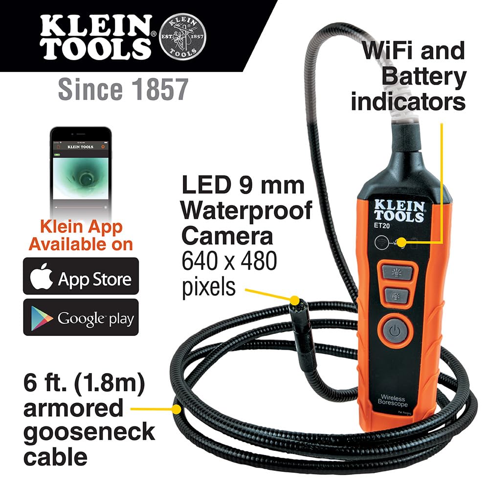 Foto 2 | Boroscopio Klein Tools Et20  Wifi  9 Mm  1 8 M  Resistente Al Agua - Venta Internacional.