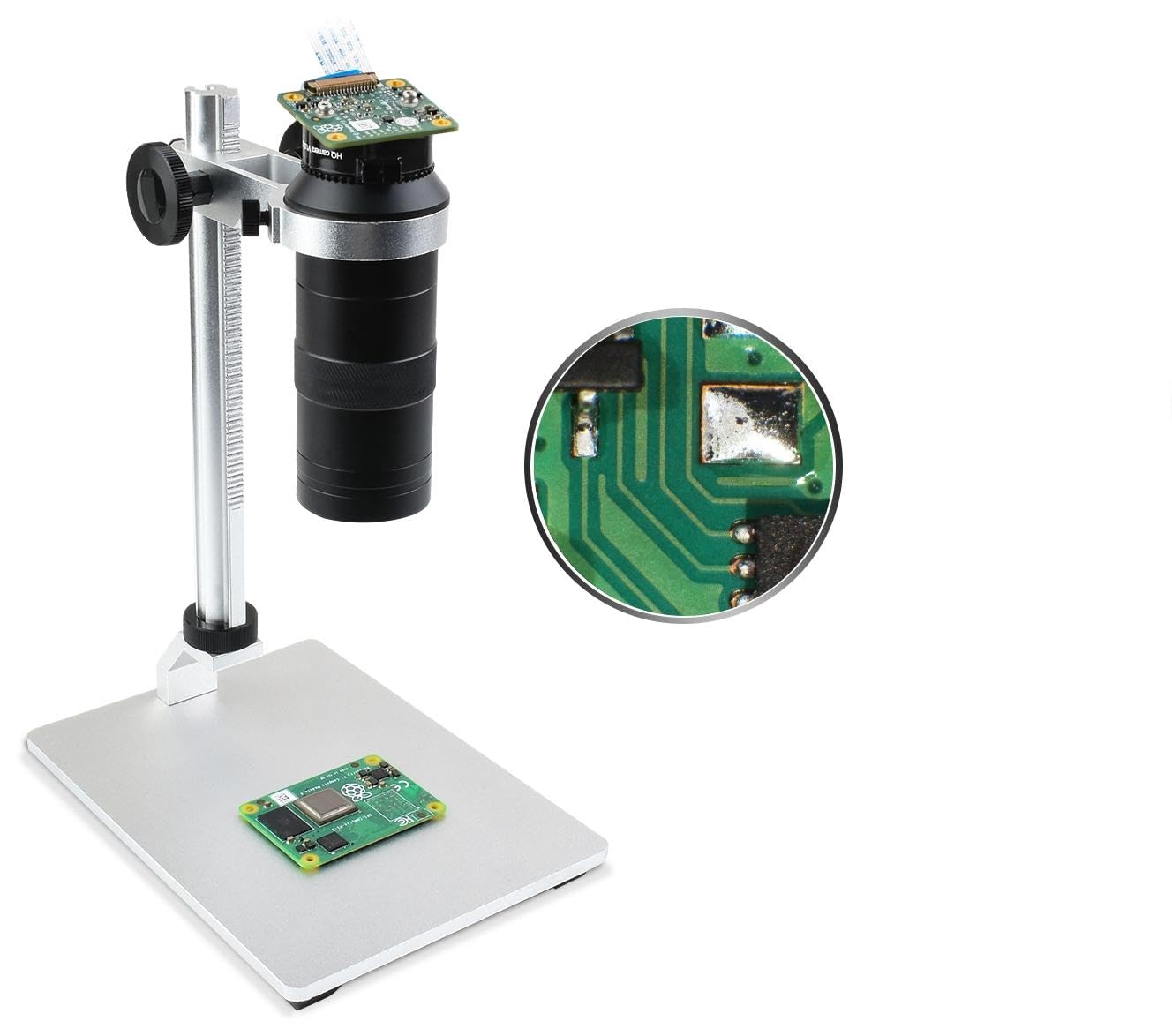 Foto 5 | Lente De Microscopio Waveshare Con Aumento Óptico De 100x Para Cámara Raspberry Pi Hq - Venta Internacional.