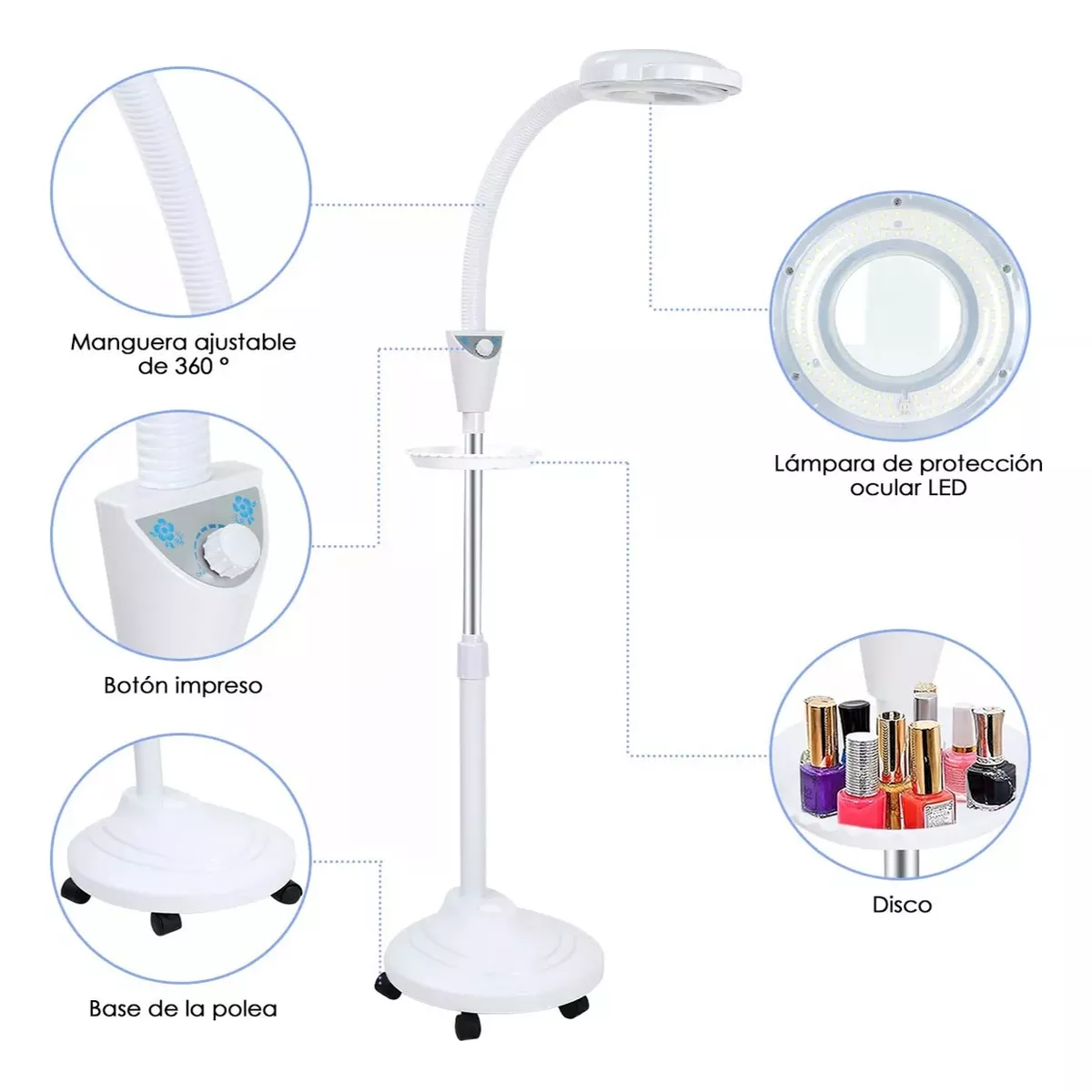 Foto 4 pulgar | Lámpara con Lupa 8x Mueble Estética para Pestañasp  Eo Safe Imports Esi-14703 Blanco