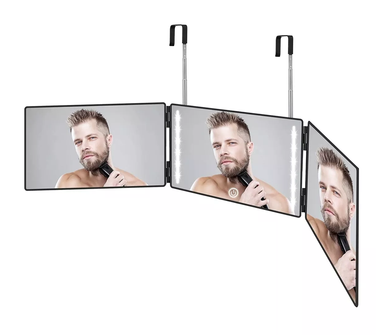 Espejo 360 Grados Luz Tríptica Belug Negro