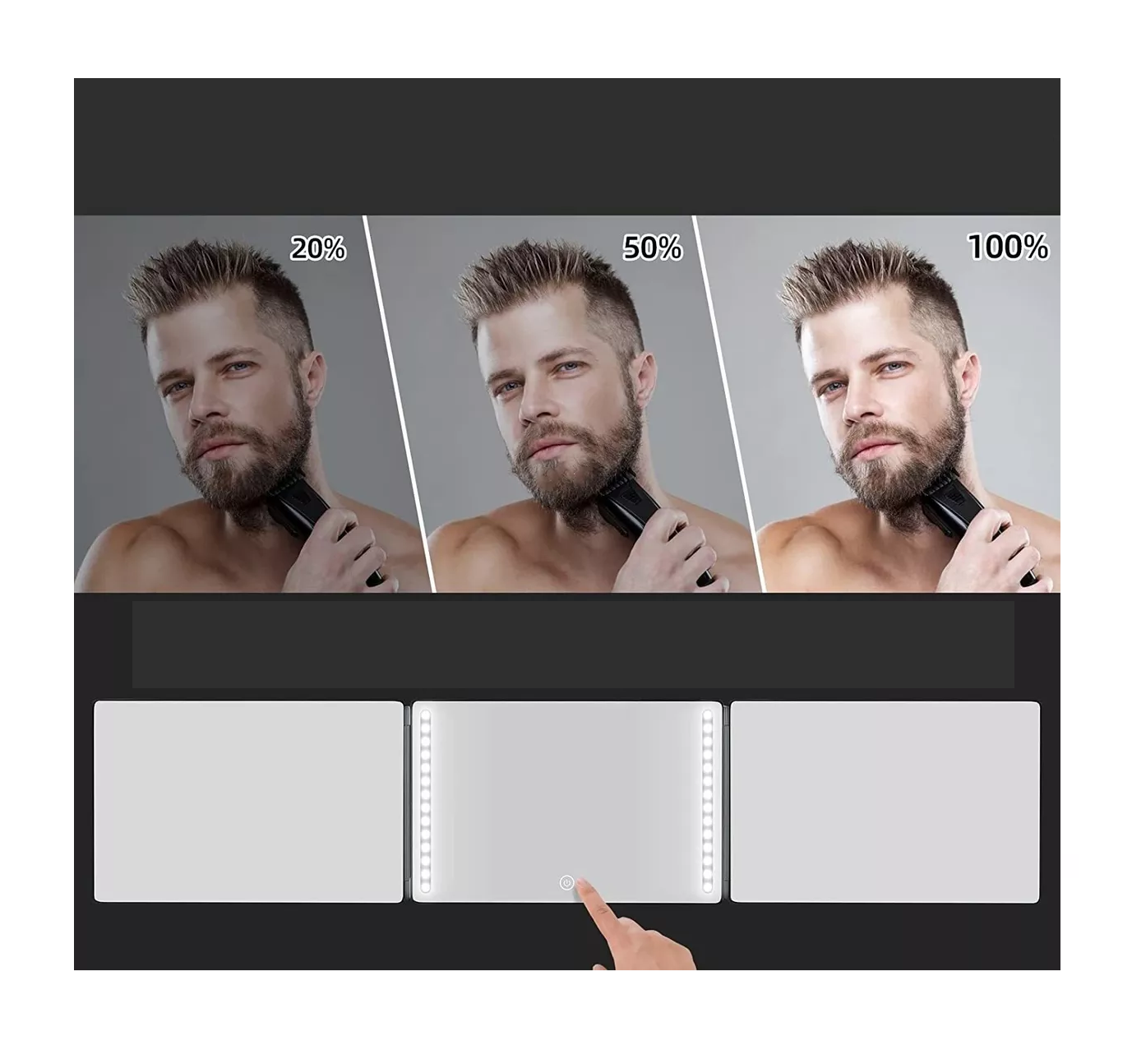 Foto 4 | Espejo 360 Grados Luz Tríptica Belug Negro