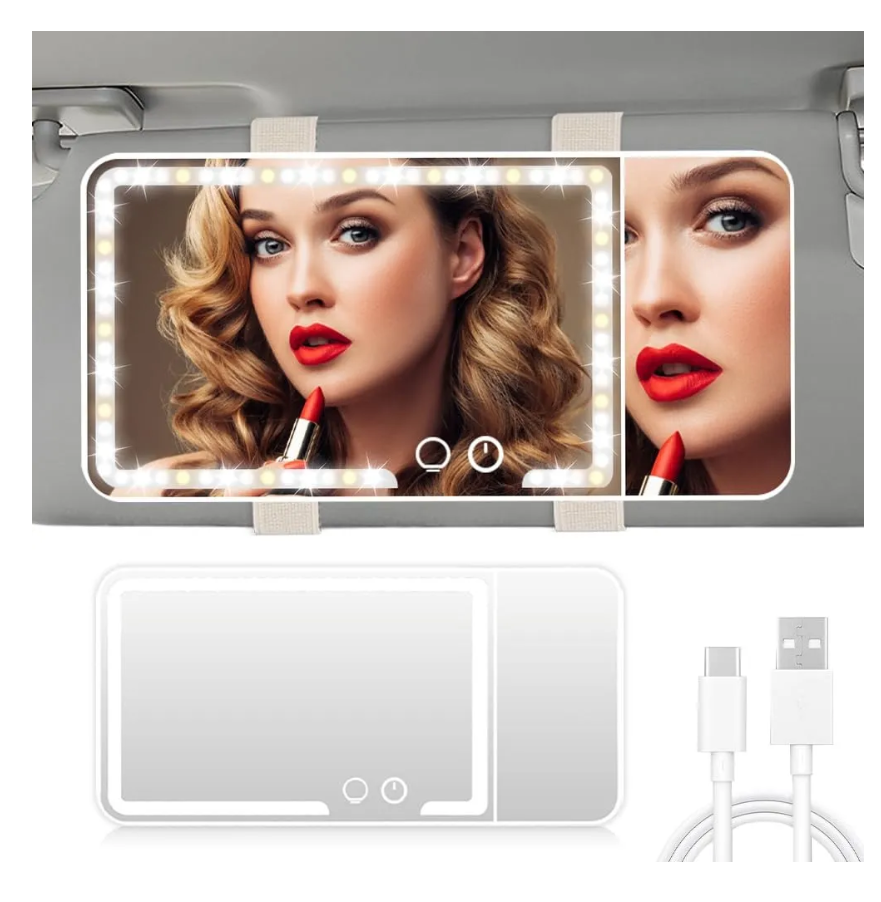 Foto 4 pulgar | Espejo Para Carro Maquillaje Led Recargable 3x+1x