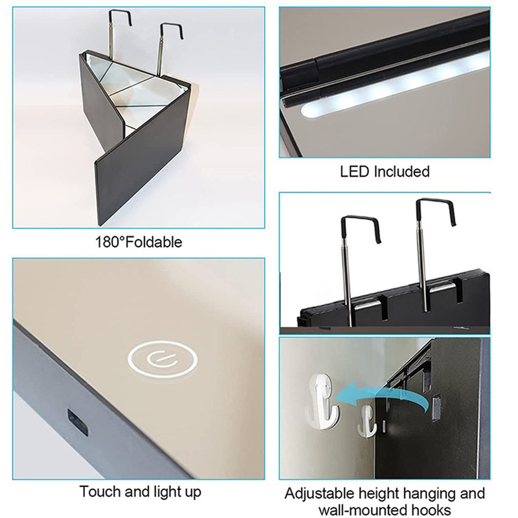 Foto 2 | Espejo Portátil De Peluquería Genérica Ligero Con Led - Venta Internacional.