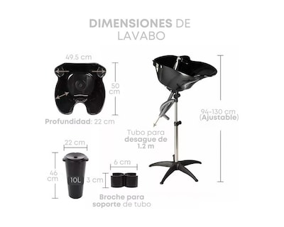 Foto 2 | Lavabo Portatil Estetica Salon Belleza Lava Cabezas