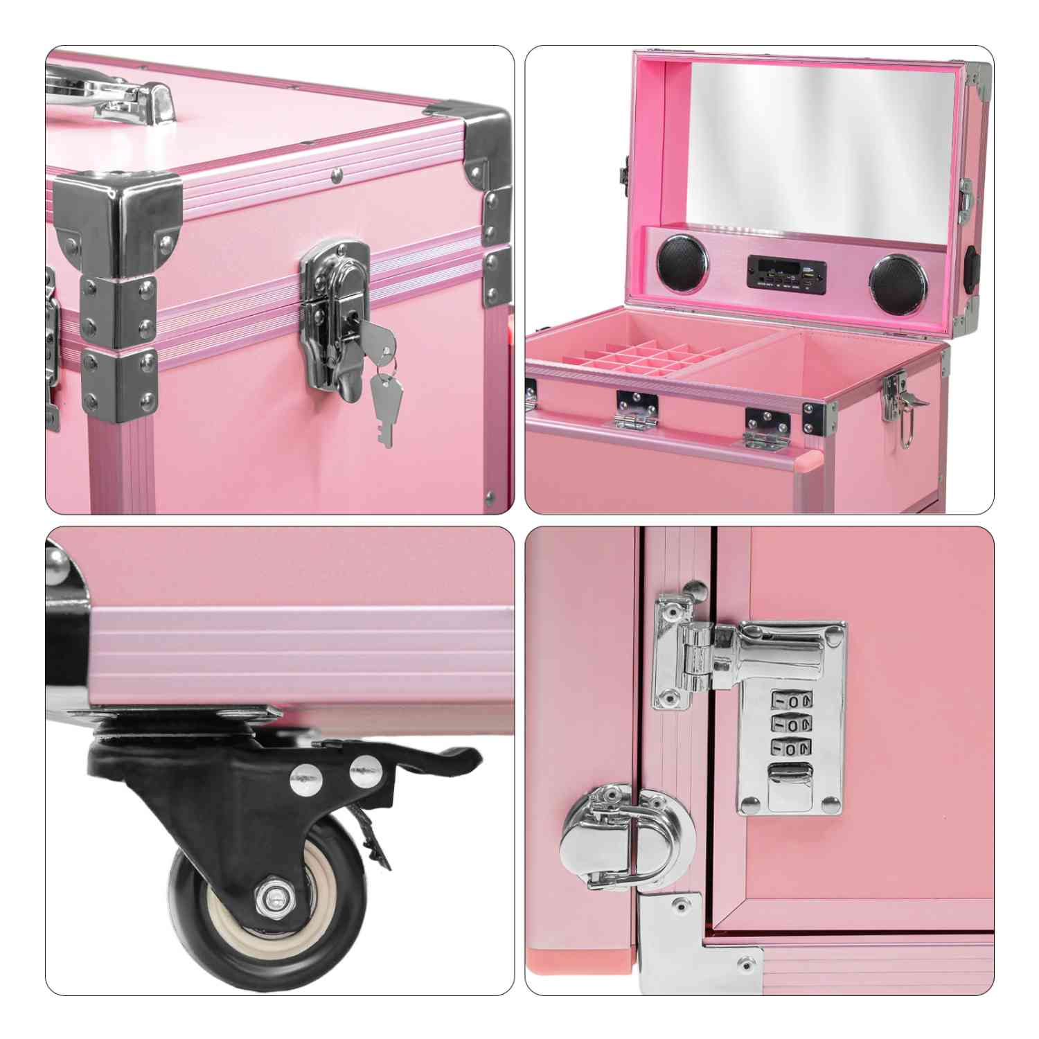 Foto 3 | Mesa Manicura Plegable Nanofort con Bluetooth/Usb/Bocinas color Rosa