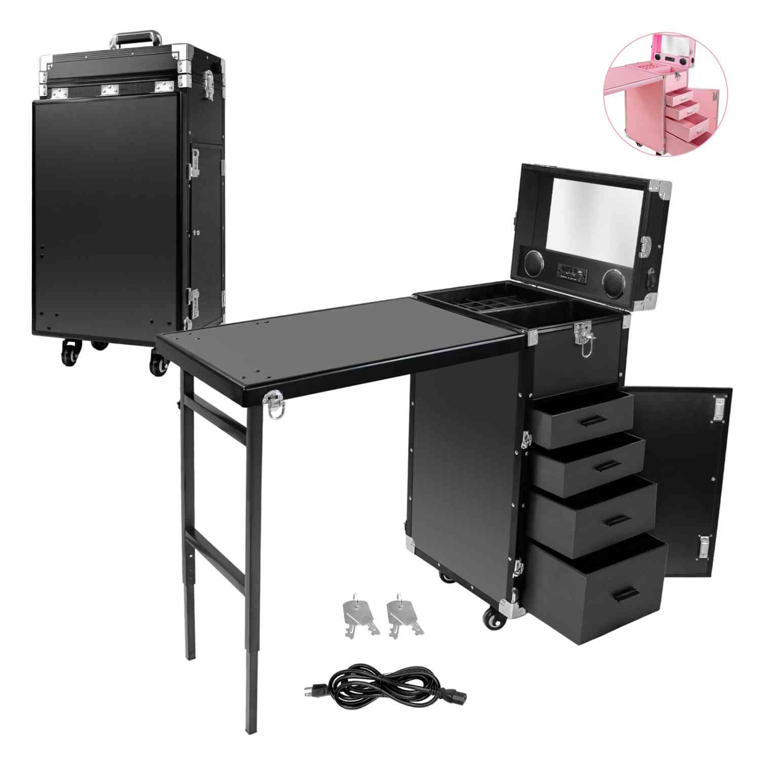 Foto 4 | Mesa Manicura Nanofort Plegable con Bluetooth/Usb/Bocinas color Negro
