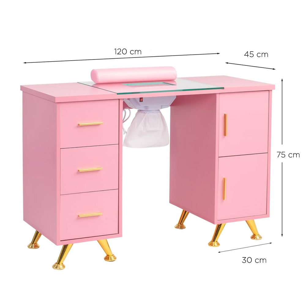 Foto 2 | Mesa de Manicura con Colector de Polvo Eléctrico Rosa