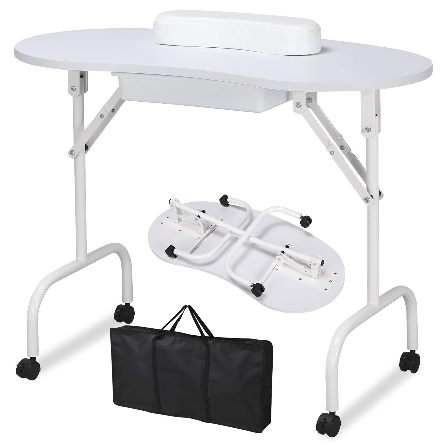 Foto 1 | Mesa De Manicura Yaheetech Portátil Y Plegable De 37 Pulgadas, Blanca - Venta Internacional.