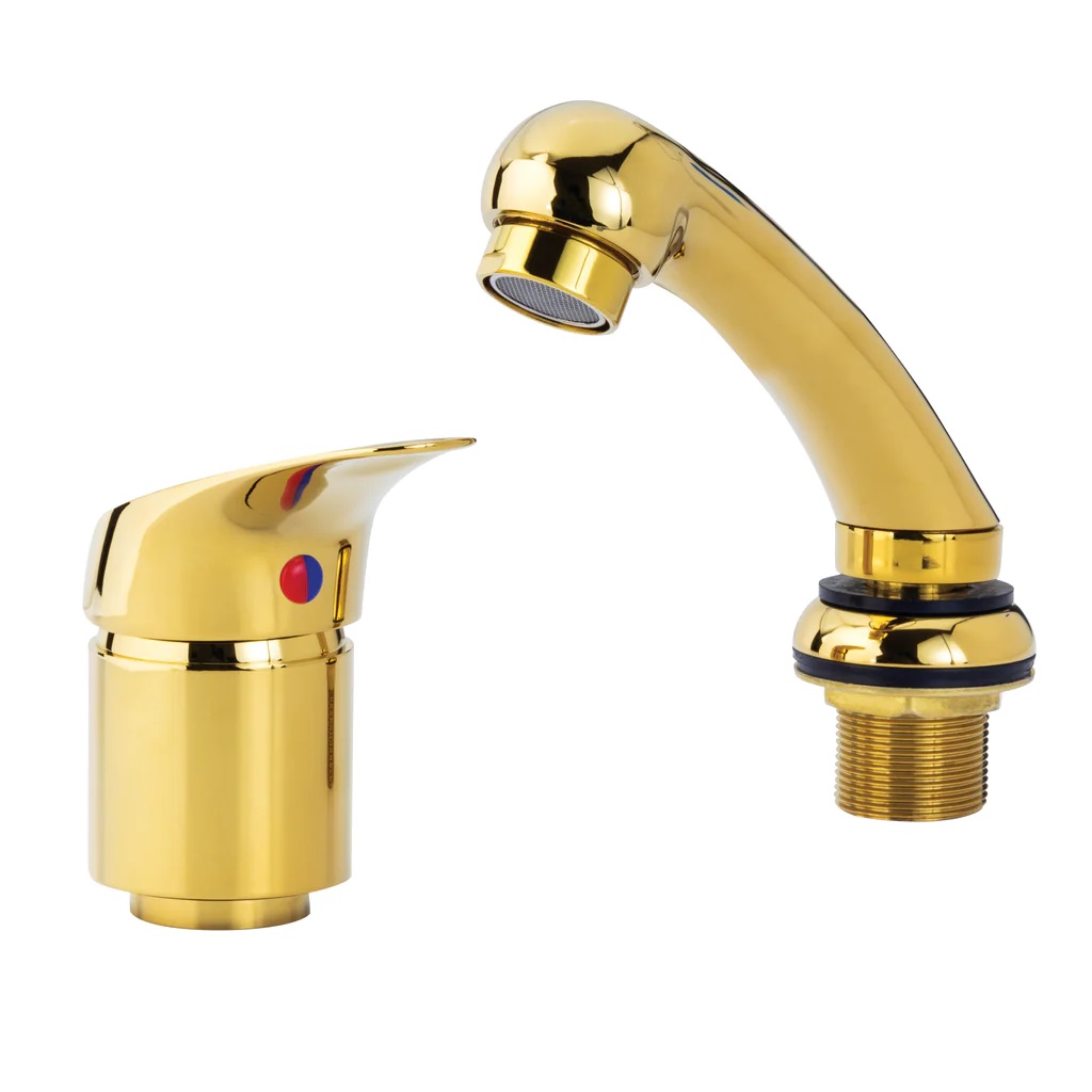 Foto 2 pulgar | Regadera Con Manguera Y Mezcladora Monomando Dorado Letmex X-601g