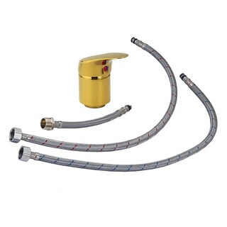 Foto 2 | Regadera Con Manguera Y Mezcladora Monomando Dorado Letmex X-601g