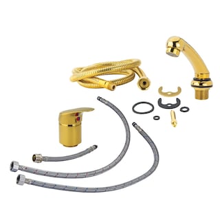 Foto 3 | Regadera Con Manguera Y Mezcladora Monomando Dorado Letmex X-601g