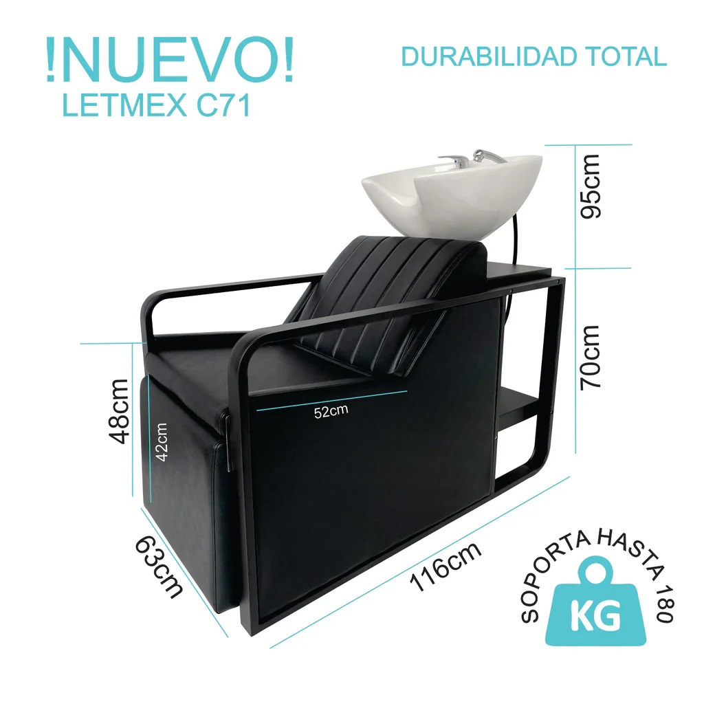 Foto 5 | Lavacabezas Con Reposapiés Estética Barbería Salón De Belleza C71 Letmex