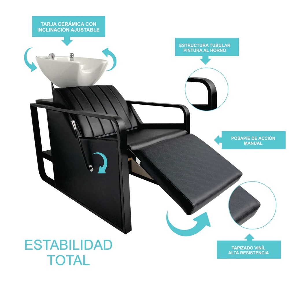 Foto 7 pulgar | Lavacabezas Con Reposapiés Estética Barbería Salón De Belleza C71 Letmex