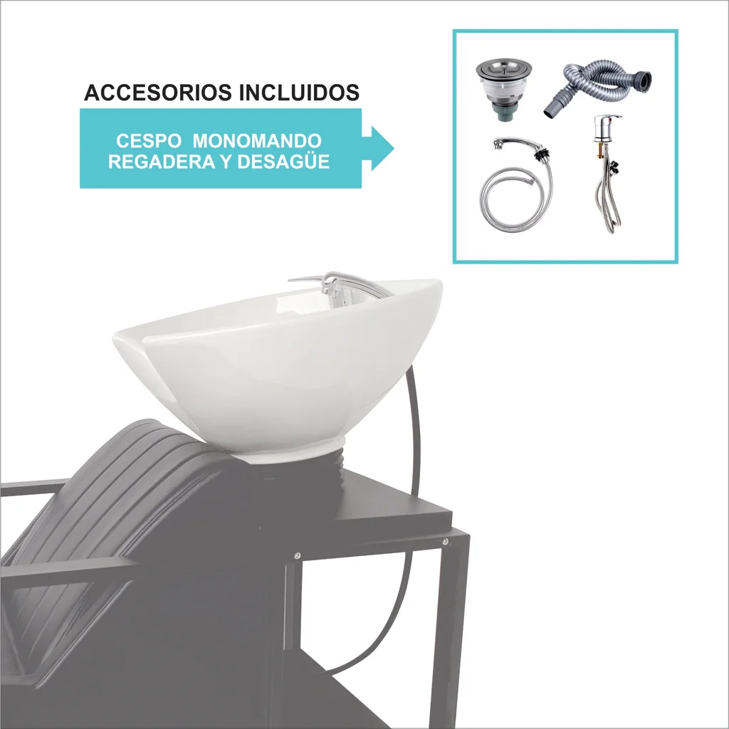 Foto 8 pulgar | Lavacabezas Con Reposapiés Estética Barbería Salón De Belleza C71 Letmex