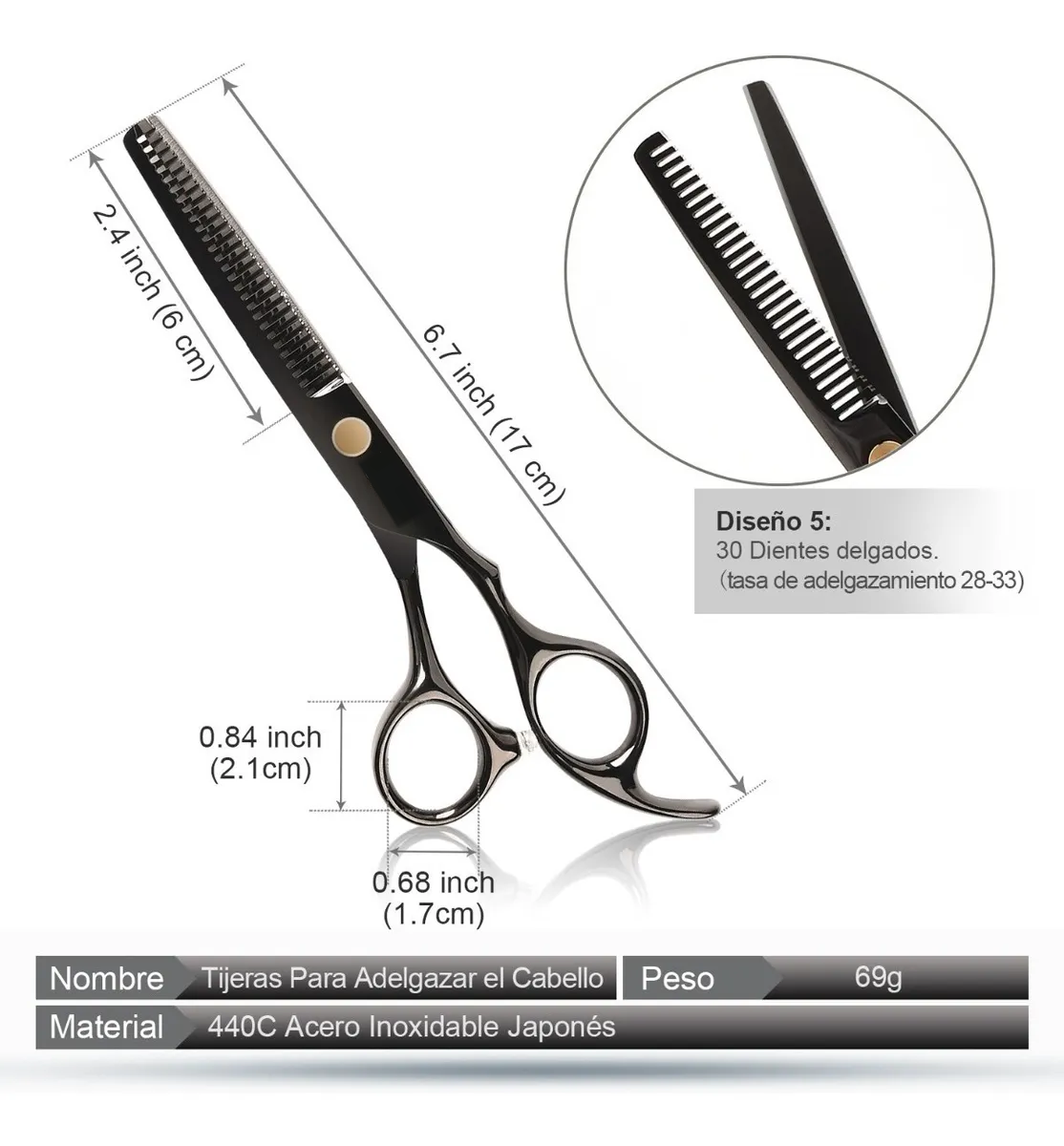 Foto 3 pulgar | Tijeras De Barbero Belug Más Kit Cortadoras De Cabello Negro