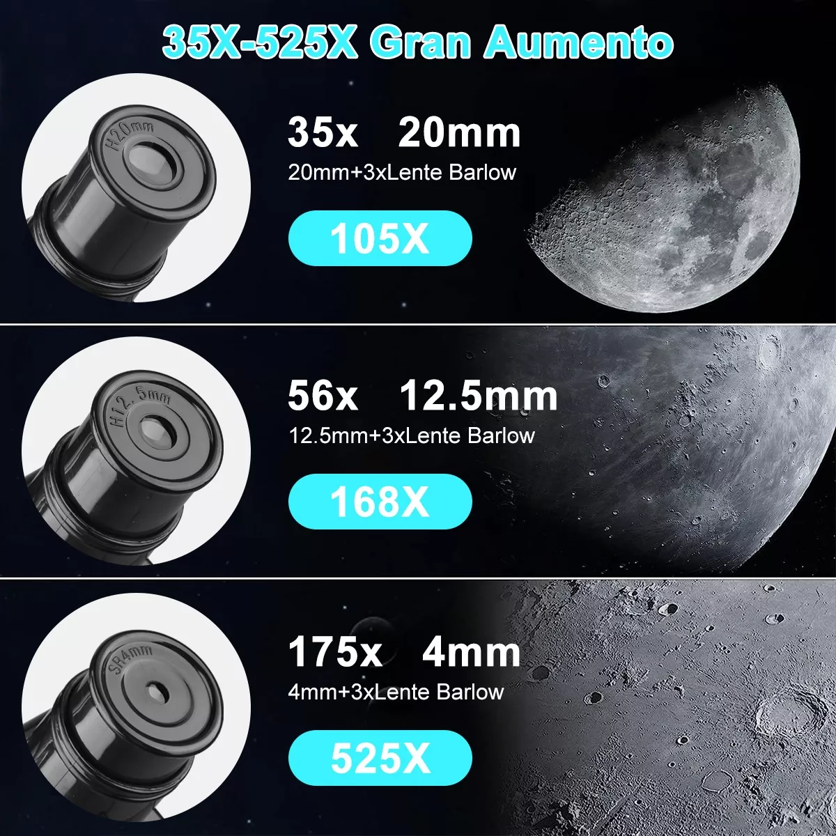 Foto 4 pulgar | Telescopio Astronómico Profesional 60/700mm Monocular 525x  Eo Safe Imports Esi-14125 Multicolor