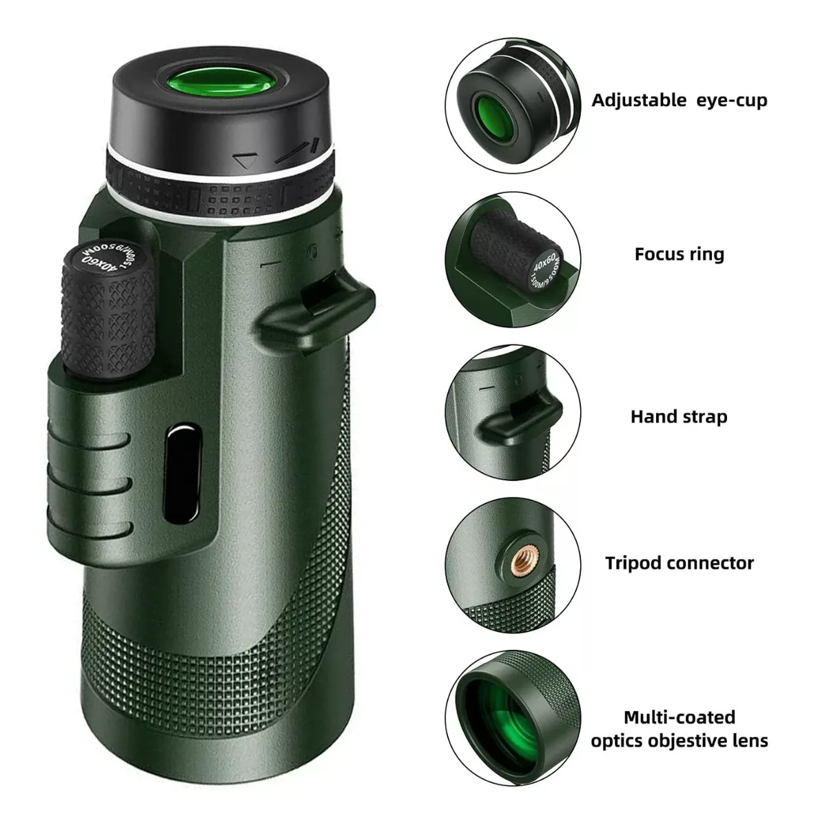 Foto 3 pulgar | Telescopio Monocular de 80x100 Hd Impermeable para Celular Eo Safe Imports Esi-14126 Verde