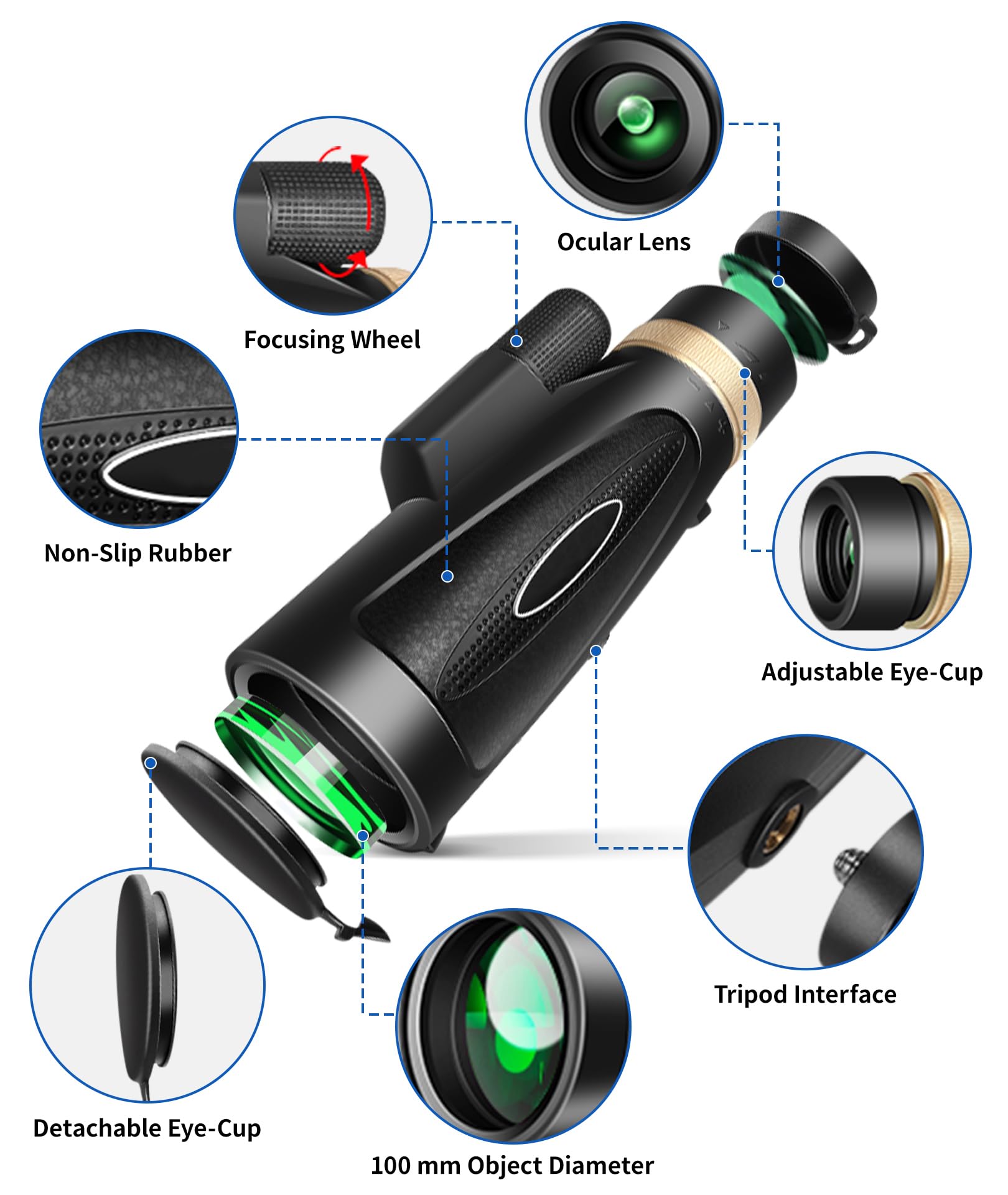 Foto 2 | Telescopio Monocular Md.life 80x100 De Alta Potencia Con Adaptador - Venta Internacional.