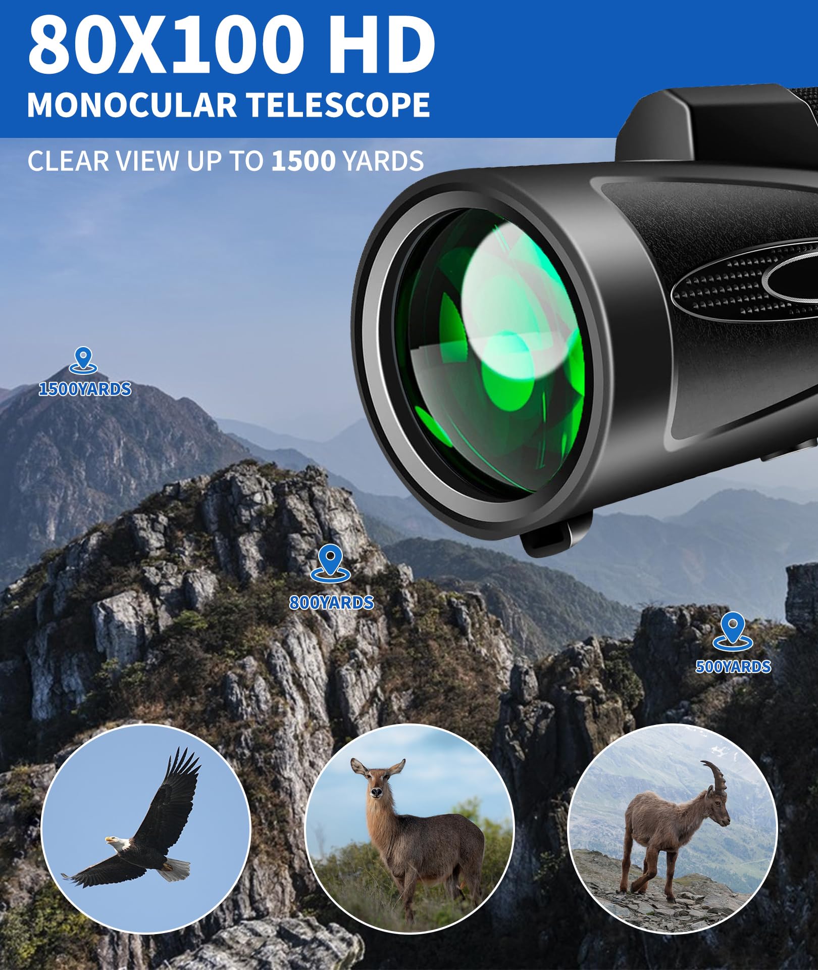 Foto 7 pulgar | Telescopio Monocular Md.life 80x100 De Alta Potencia Con Adaptador - Venta Internacional.