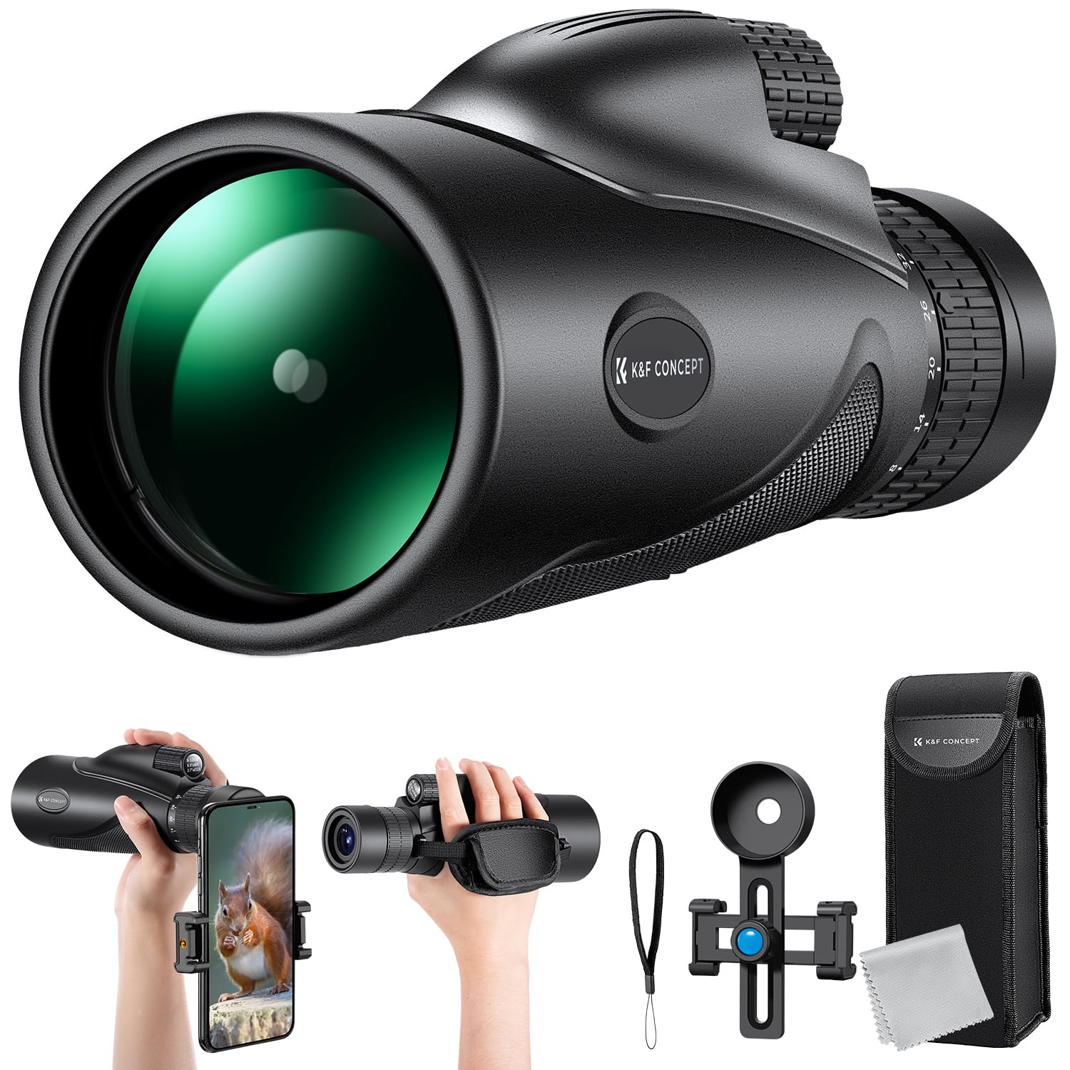 Monocular K&f Concept 8-32x50 Con Zoom Y Adaptador De Teléfono - Venta Internacional.