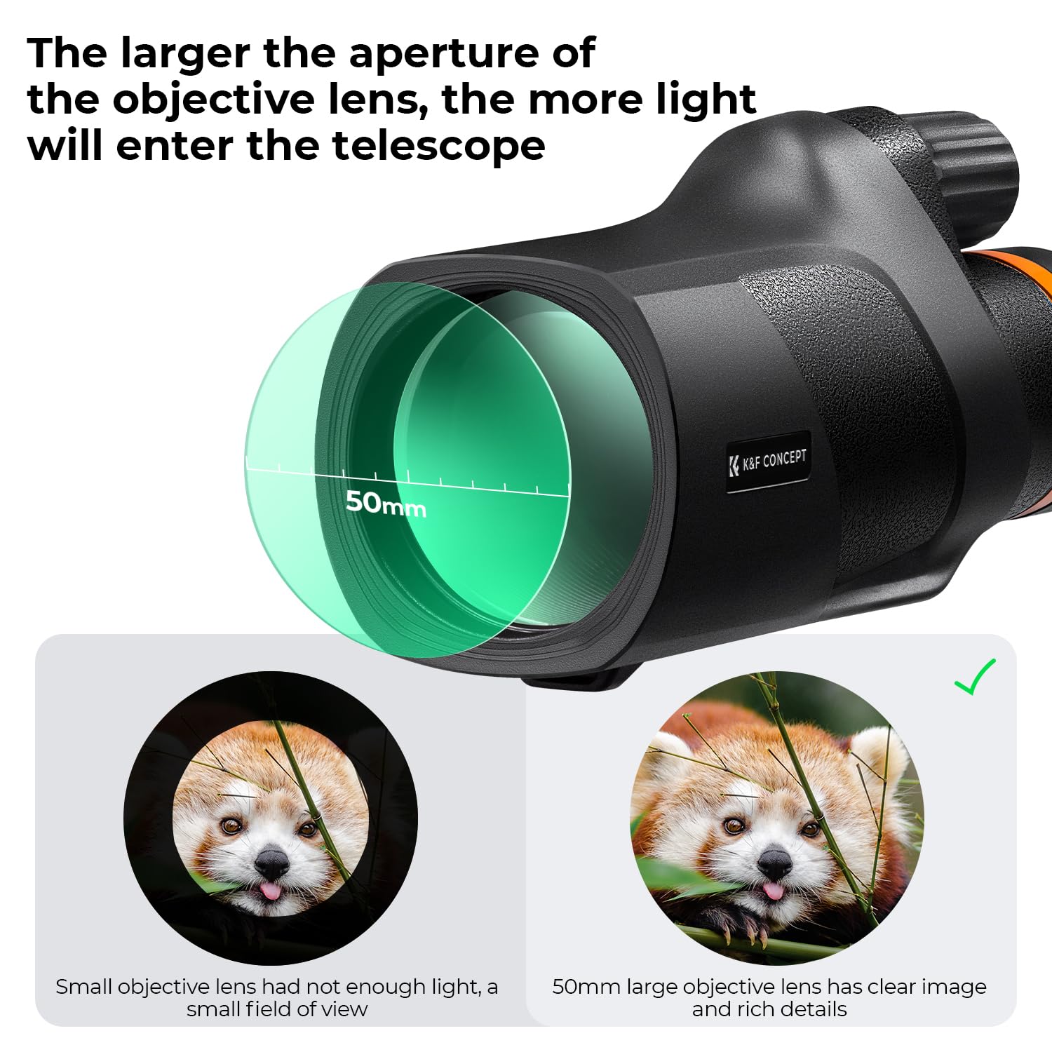 Foto 5 pulgar | Telescopio Monocular K&f Concept 80x100 Con Adaptador Para Smartphone - Venta Internacional.