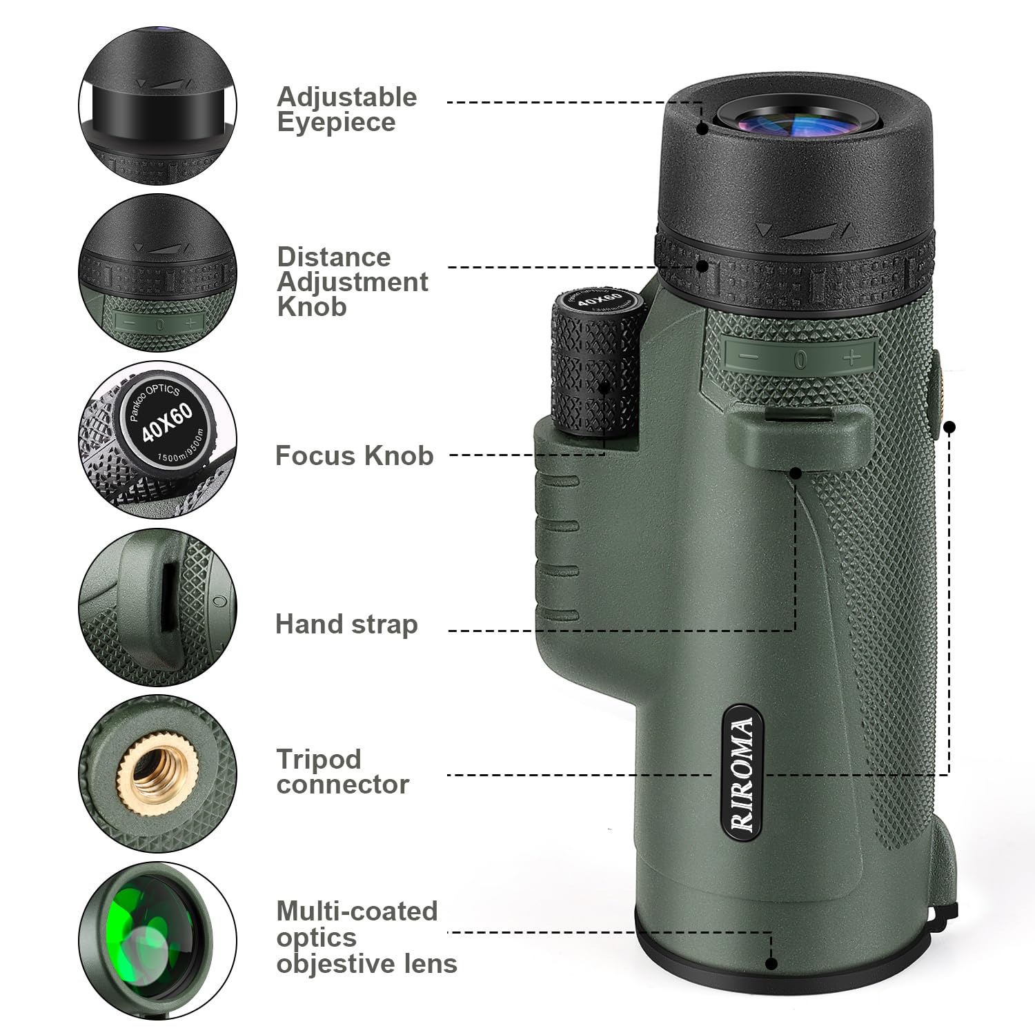 Foto 3 pulgar | Telescopio Monocular Riroma 40x60 Con Soporte Para Smartphone Y Soporte - Venta Internacional.