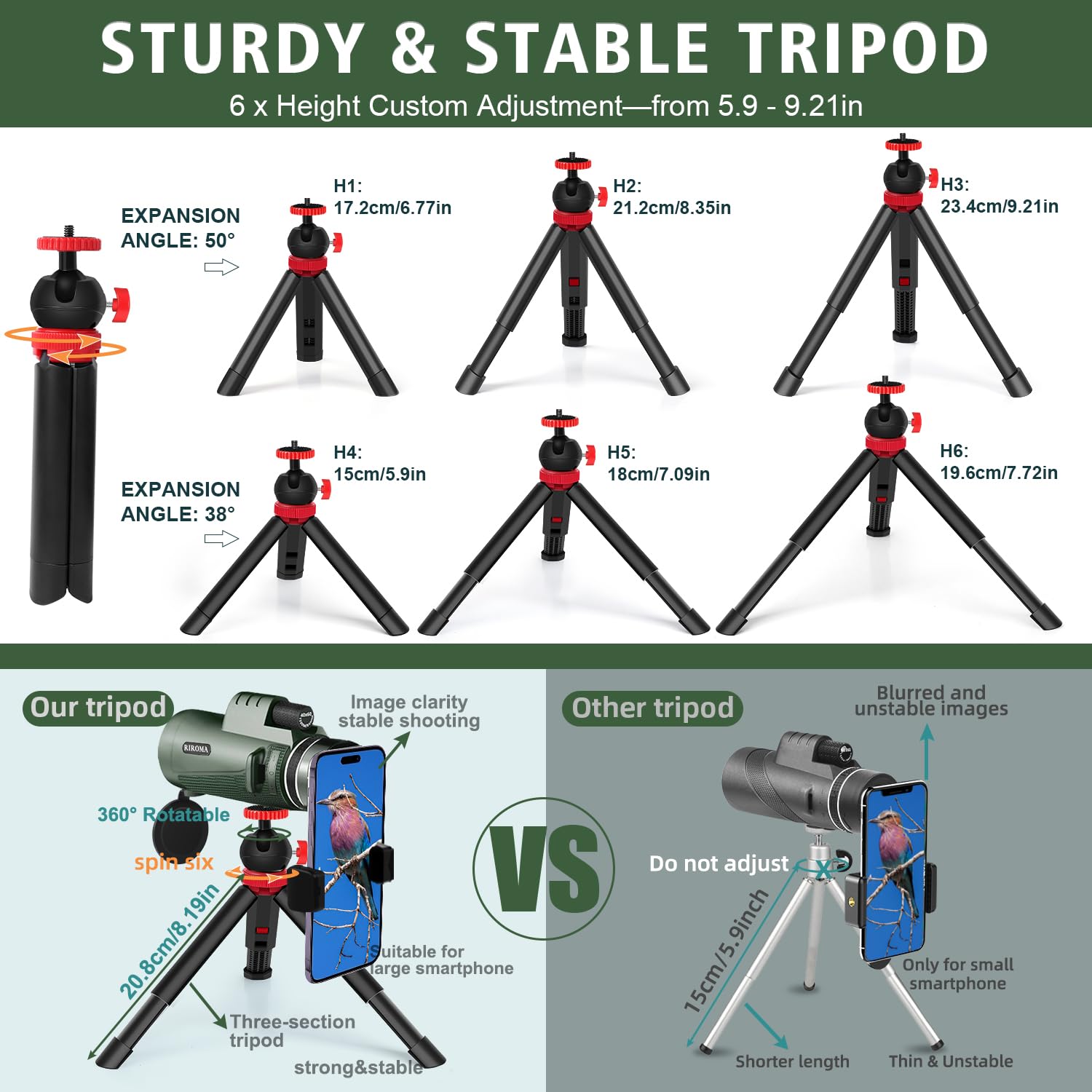 Foto 6 pulgar | Telescopio Monocular Riroma 40x60 Con Soporte Para Smartphone Y Soporte - Venta Internacional.