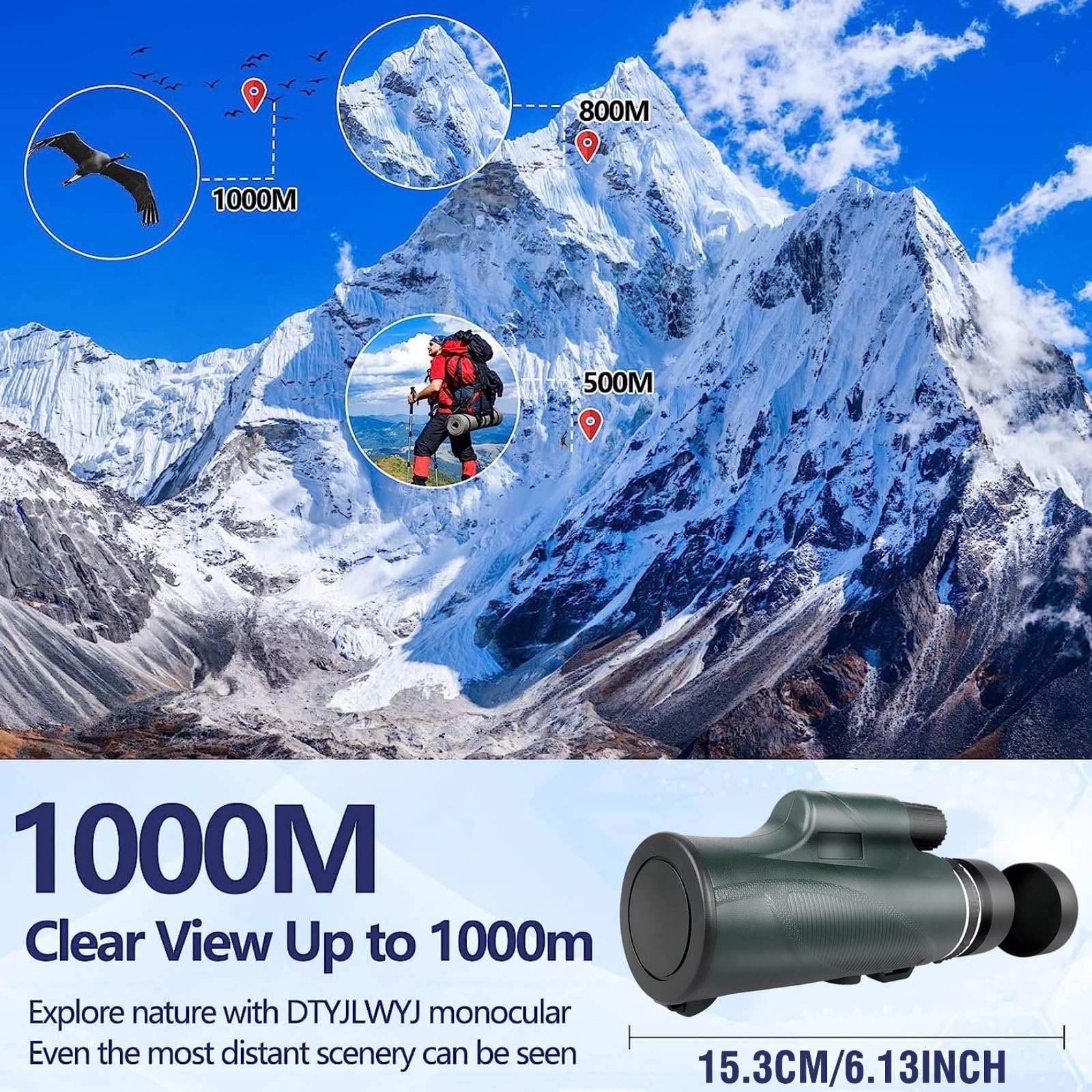 Foto 3 pulgar | Telescopio Monocular JNWG 10x50 HD con Trípode y Adaptador para Smartphone - Venta Internacional