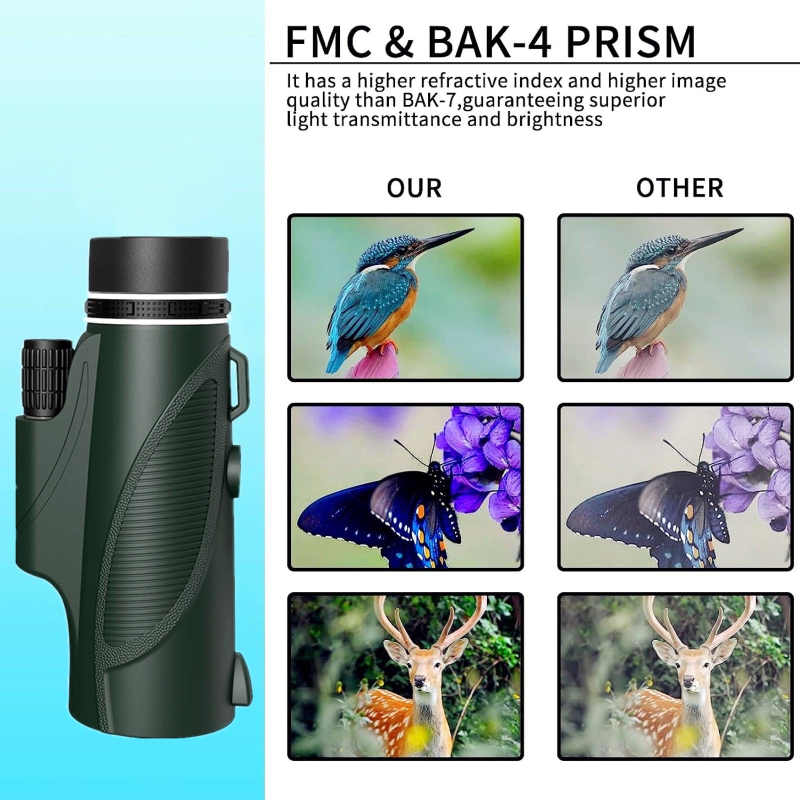 Foto 5 pulgar | Telescopio Monocular JNWG 10x50 HD con Trípode y Adaptador para Smartphone - Venta Internacional