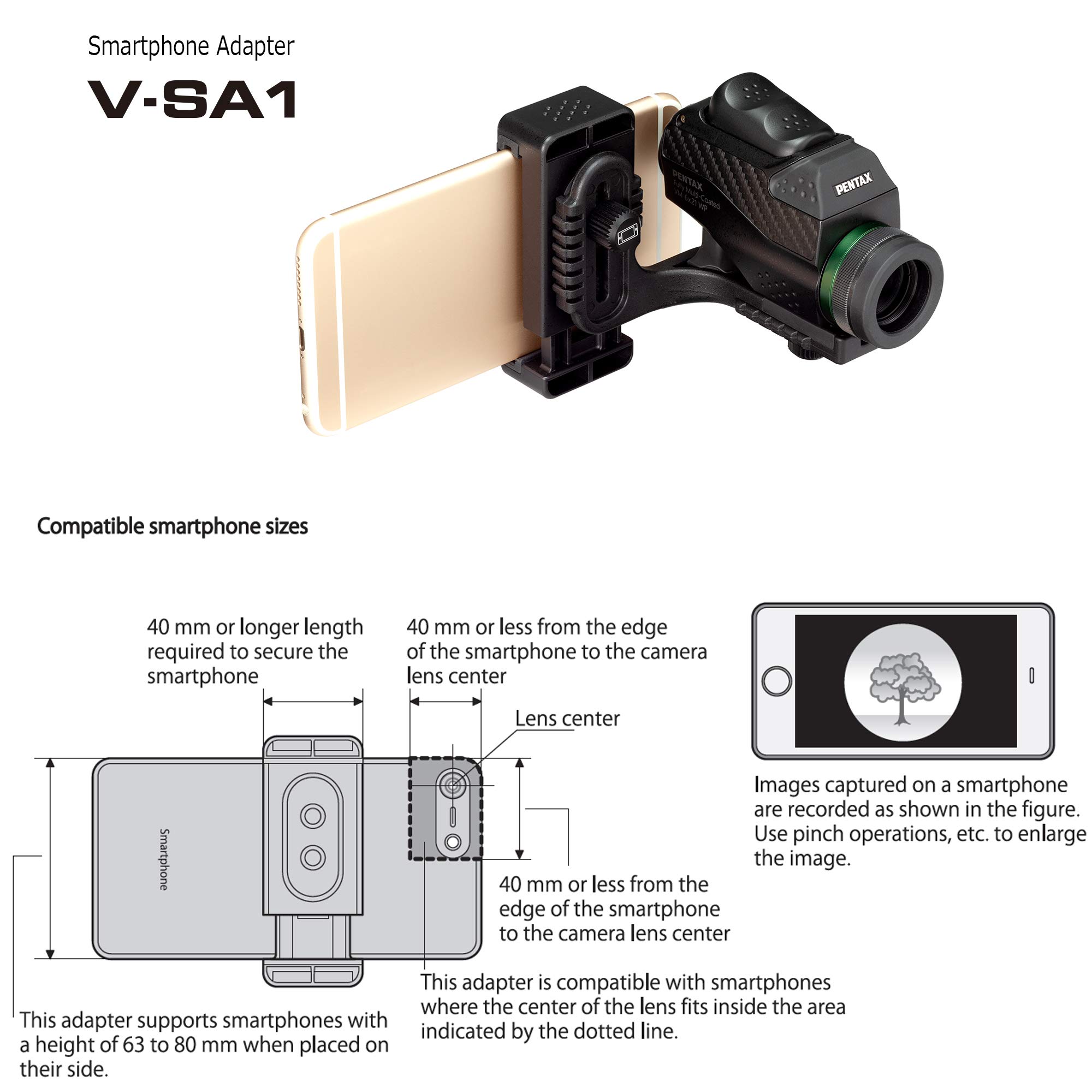 Foto 7 pulgar | Adaptador De Smartphone Pentax V-sa1 Para Monocular Vm 6x21 Wp - Venta Internacional.