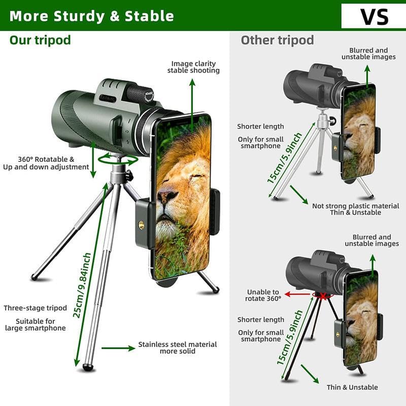 Foto 2 | Telescopio Monocular 80x100 Para Adultos Con Trípode Y Adaptador - Venta Internacional.