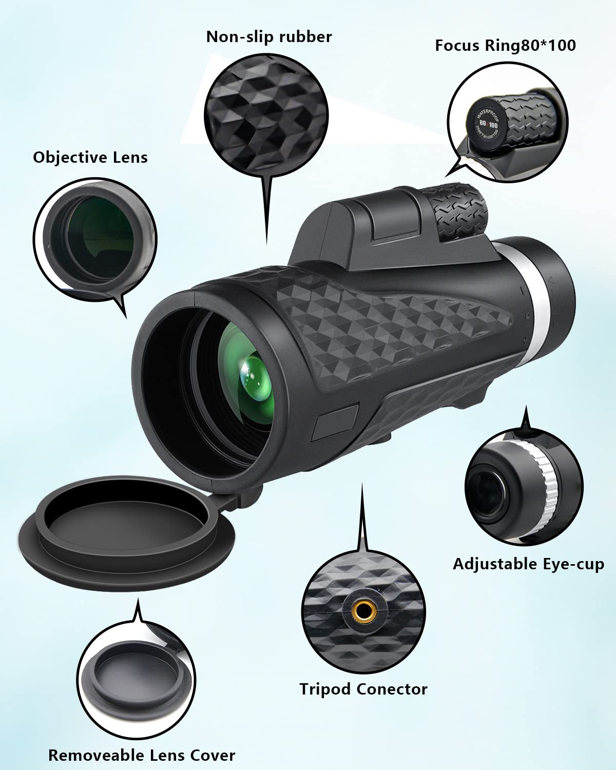 Foto 3 pulgar | Telescopio Monocular Micota 80x100 De Alta Potencia Con Adaptador - Venta Internacional.