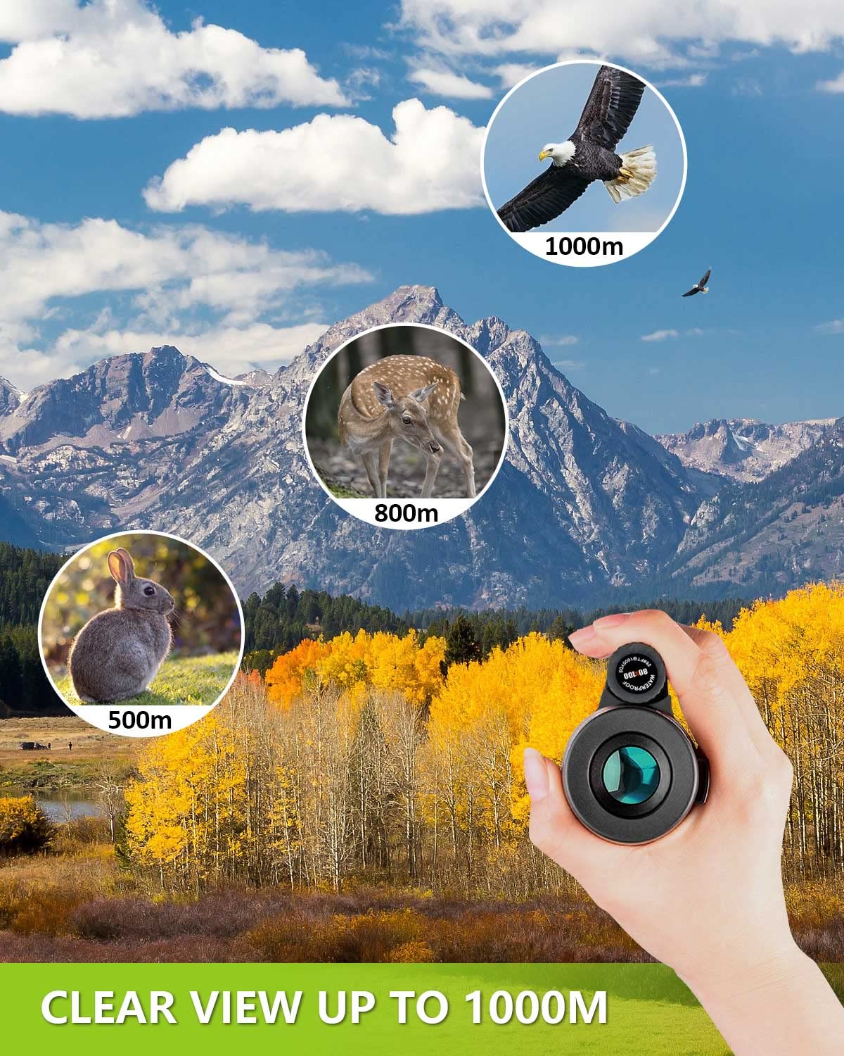 Foto 7 pulgar | Telescopio Monocular Micota 80x100 De Alta Potencia Con Adaptador - Venta Internacional.