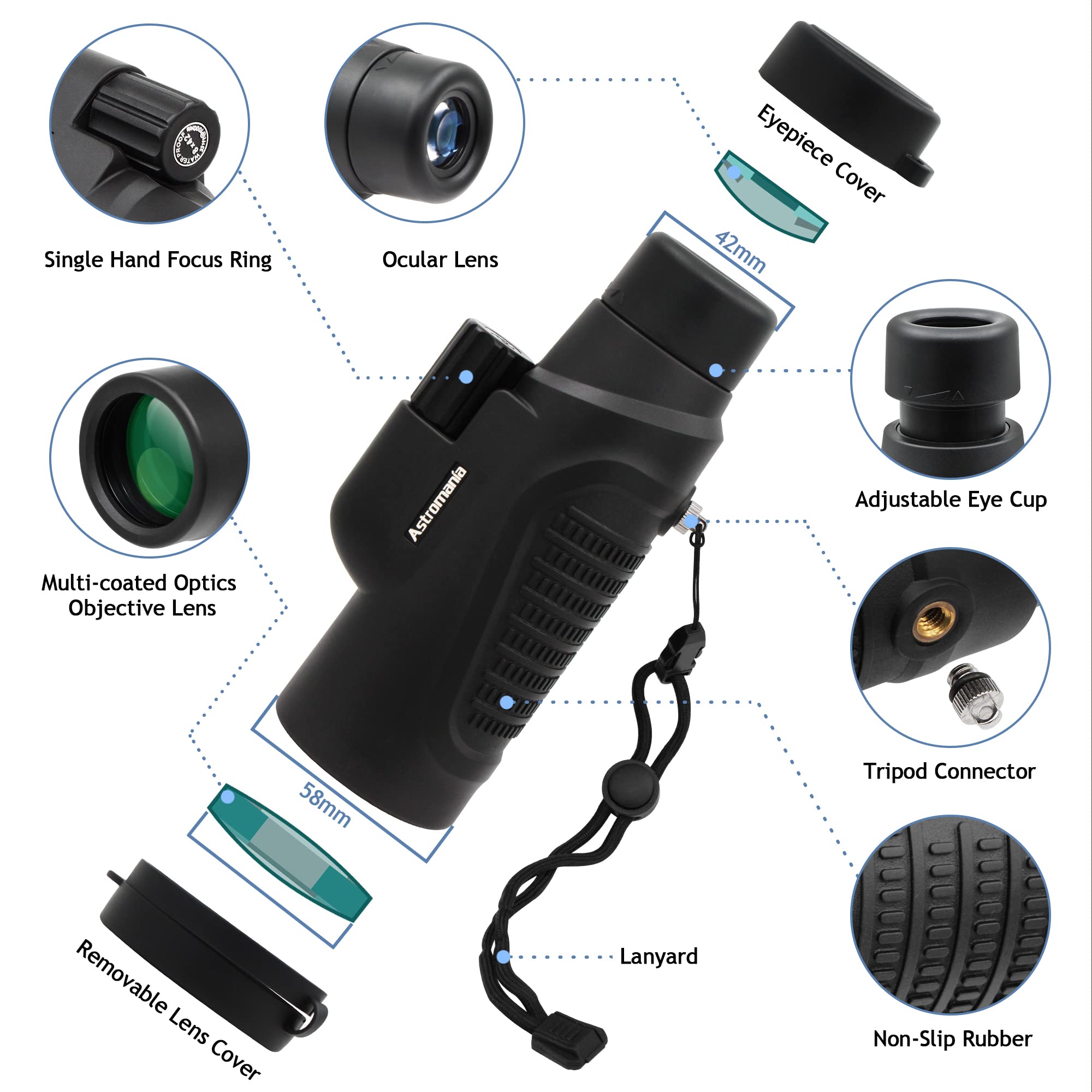 Foto 3 pulgar | Telescopio Monocular Astromania 8x42 Hd K9 Con Prisma Impermeable - Venta Internacional.