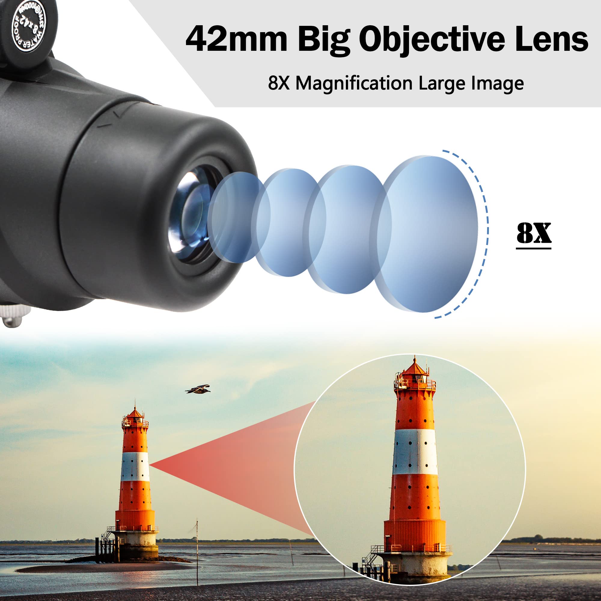 Foto 6 pulgar | Telescopio Monocular Astromania 8x42 Hd K9 Con Prisma Impermeable - Venta Internacional.