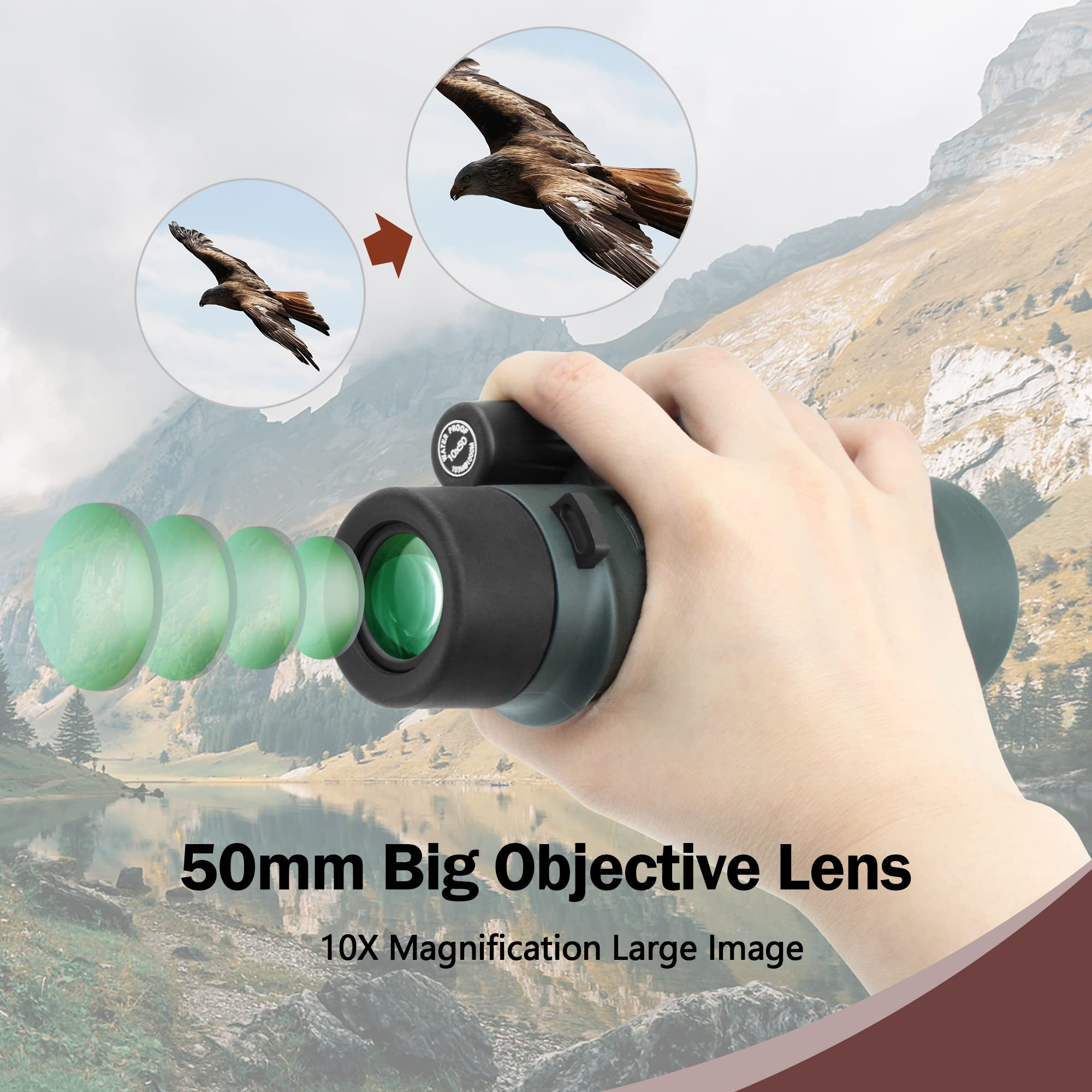 Foto 5 pulgar | Prisma Monocular Astromania 10x50 Bak4 De Alta Potencia A Prueba De Agua - Venta Internacional.