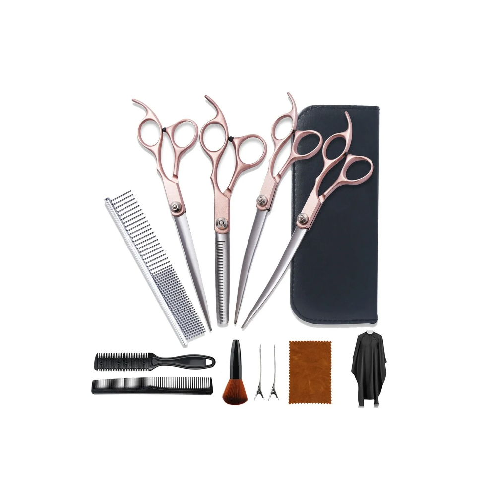 Foto 2 pulgar | Kit 12 Tijeras Profesionales Para Peluquero Corte De Cabello Rosa