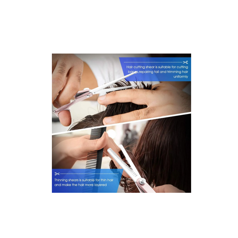 Foto 4 pulgar | Kit 12 Tijeras Profesionales Para Peluquero Corte De Cabello Rosa