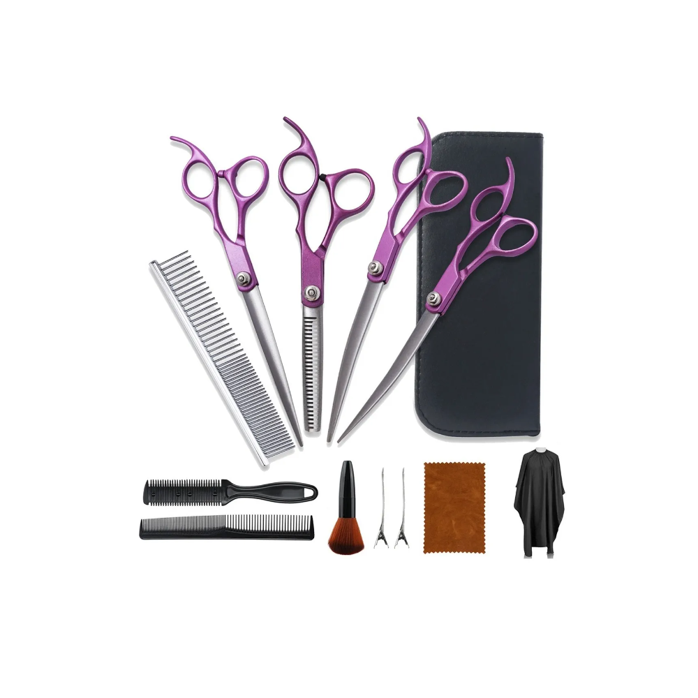 Foto 2 pulgar | Kit 12 Tijeras Profesionales Para Peluquero Corte De Cabello Púrpura