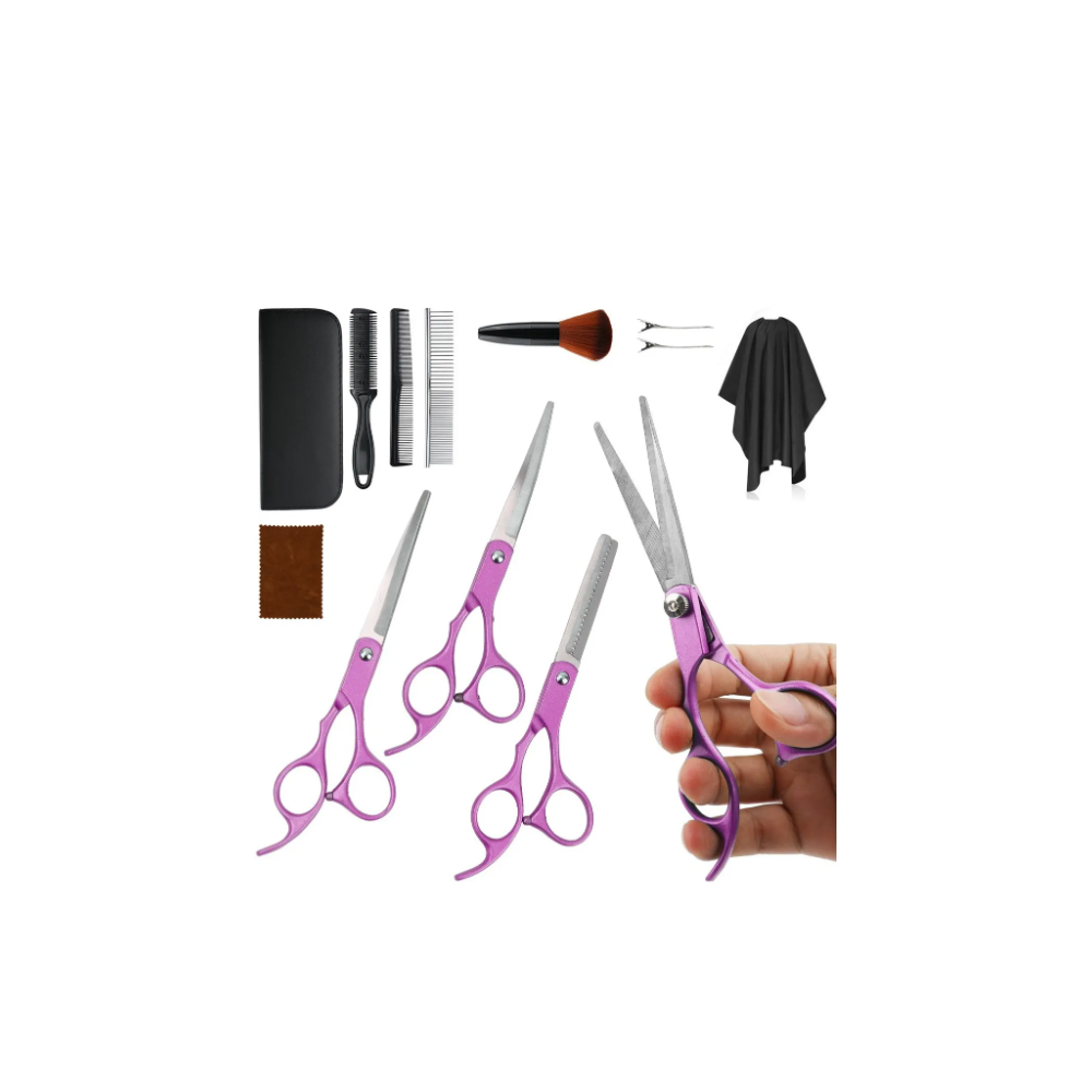 Foto 2 | Kit 12 Tijeras Profesionales Para Peluquero Corte De Cabello Púrpura