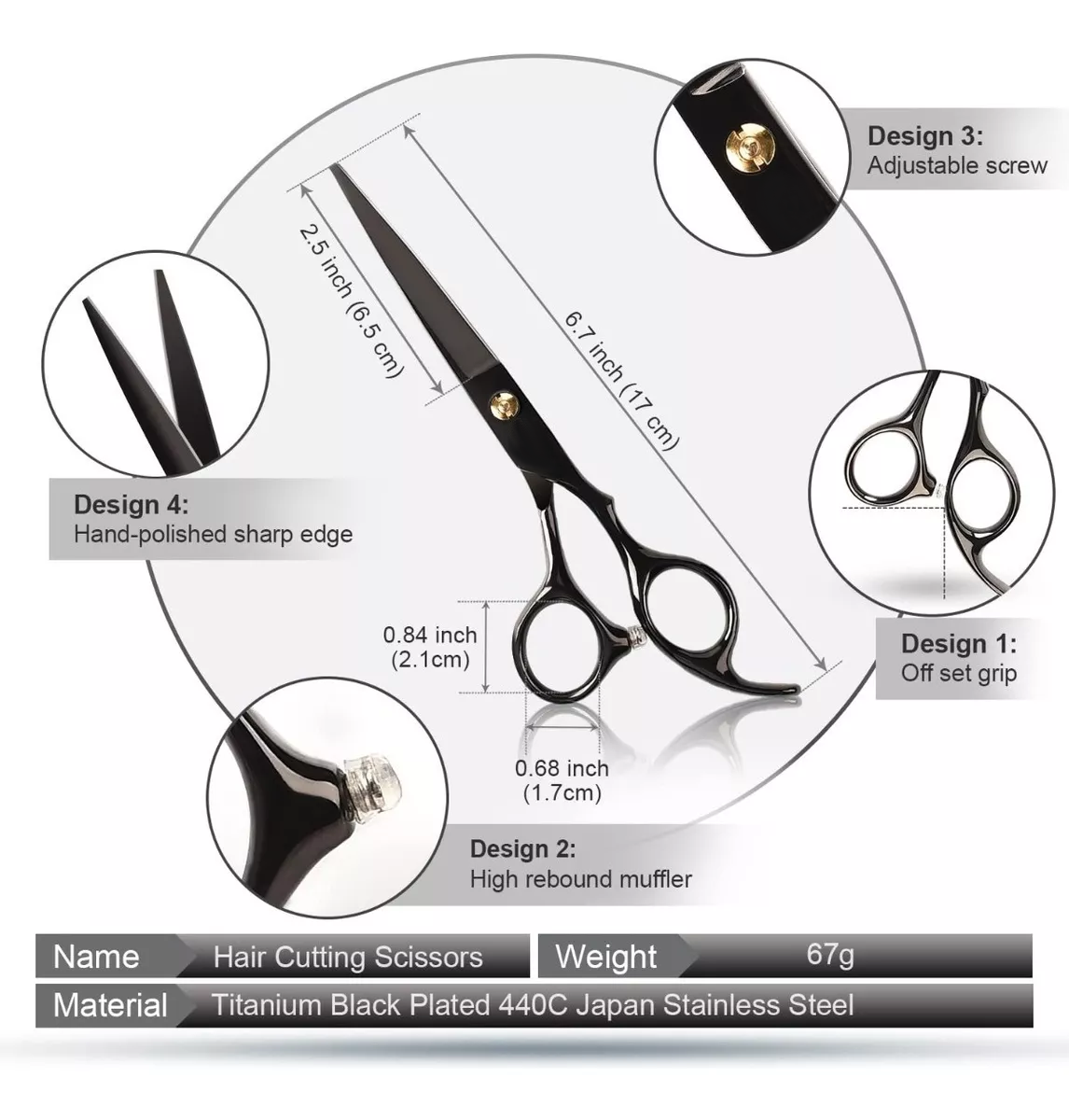 Foto 4 pulgar | Tijeras De Barbero Color Negro Lab.g  Kit Cortadoras De Cabello