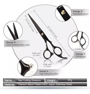 Foto 3 | Tijeras De Barbero Color Negro Lab.g Kit Cortadoras De Cabello