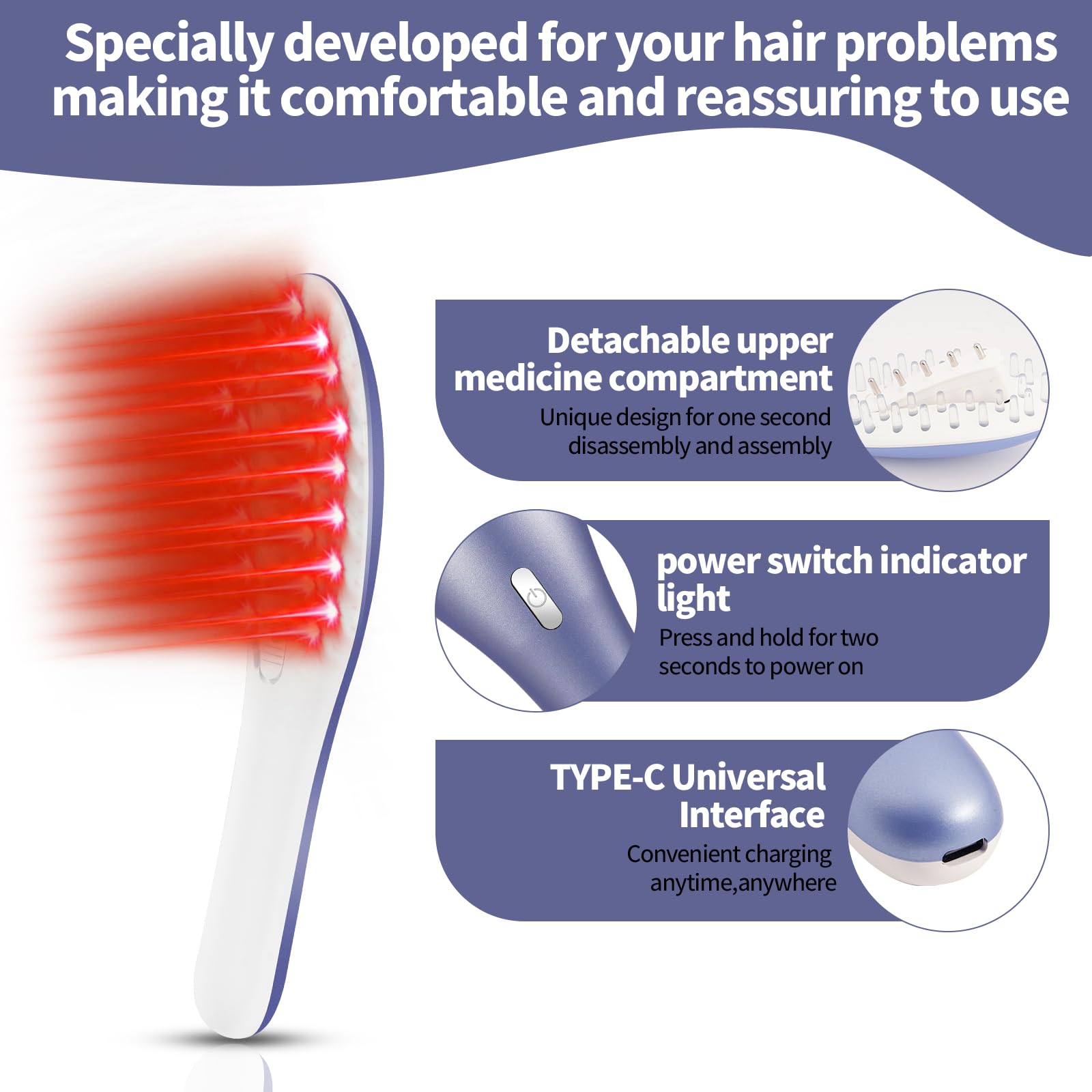 Foto 8 pulgar | Peine Para El Crecimiento Del Cabello Con Terapia Láser Nnushk Para Mujeres Y Hombres - Venta Internacional.