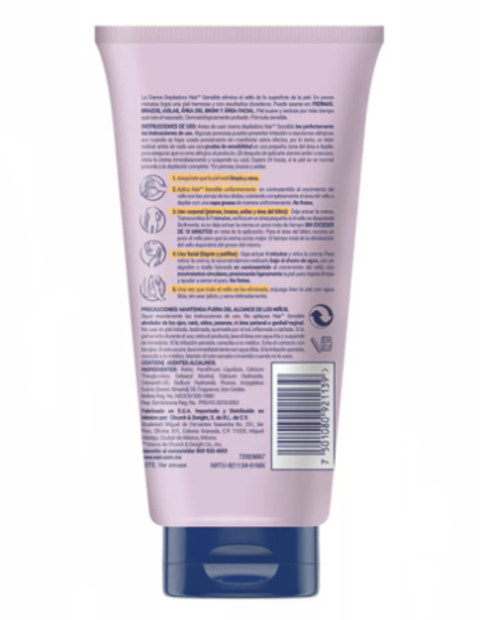 Foto 4 pulgar | Nair Crema Depiladora Corporal Piel Sensible + Termo Güish Gratis